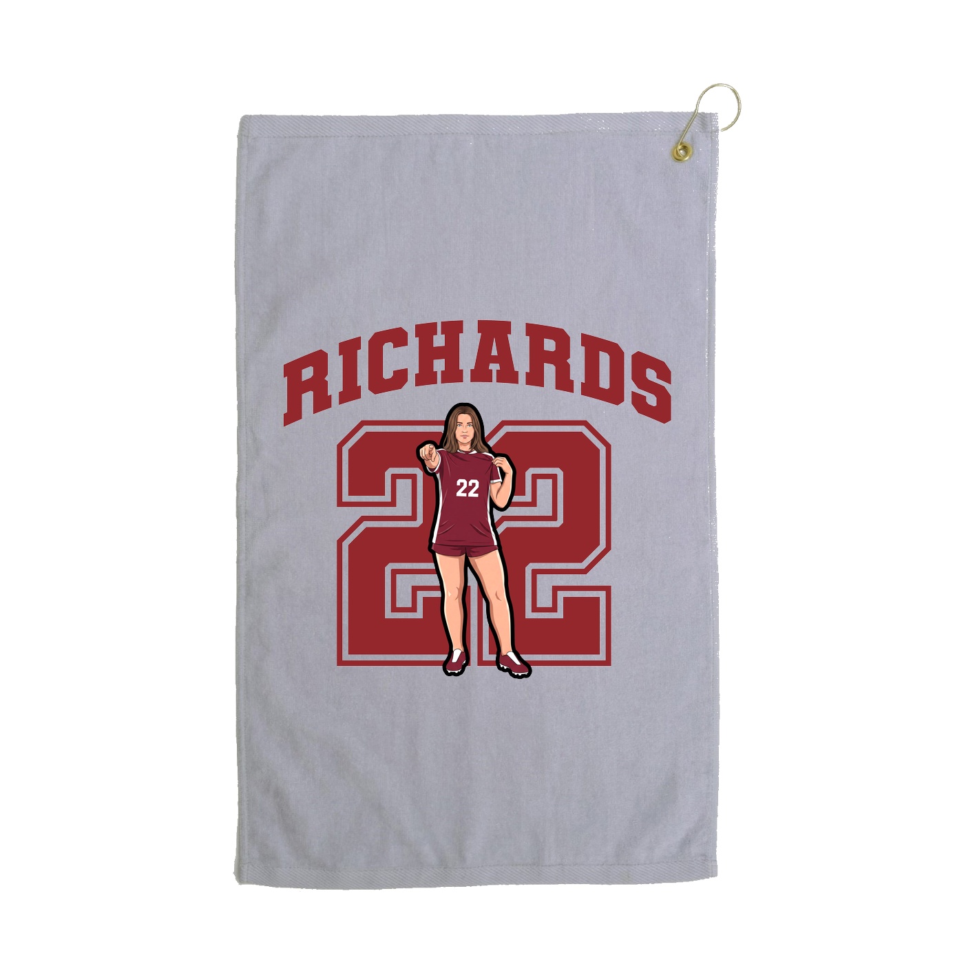 Golf Towel — Number in Grey