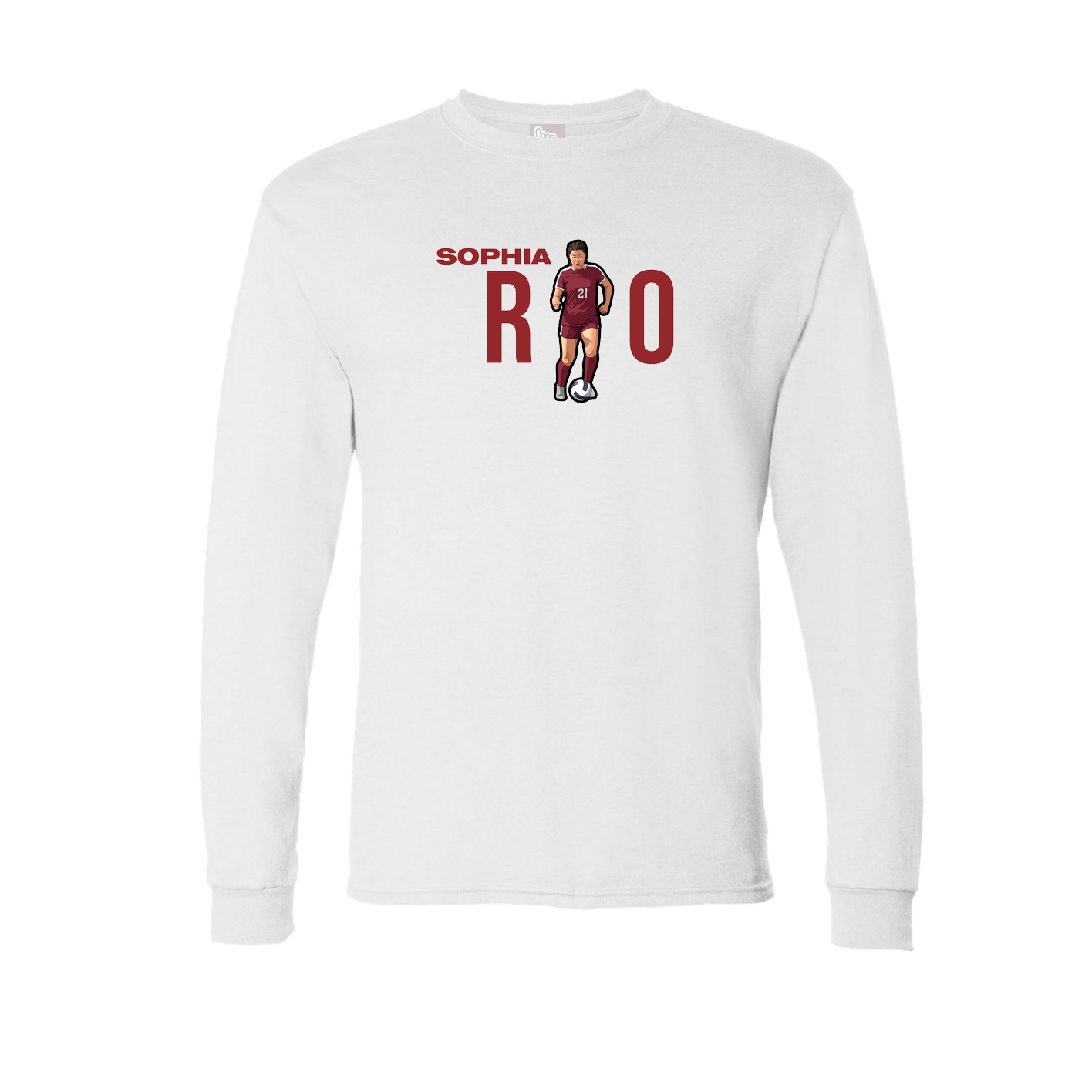 Long Sleeve Tee — Player Name in White