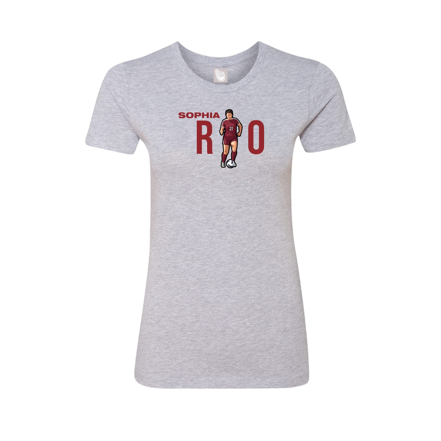 Fitted Women's Tee — Player Name in Grey