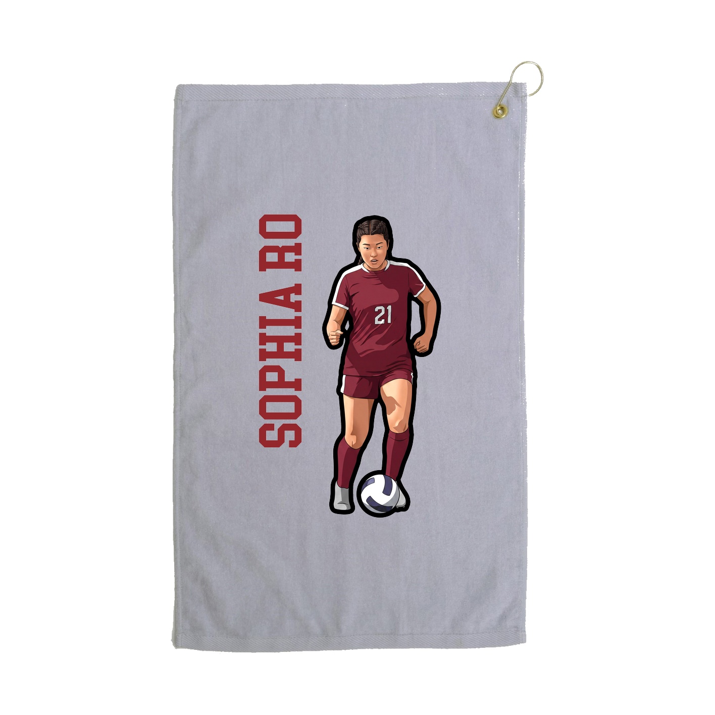 Golf Towel — Name Vertical in Grey