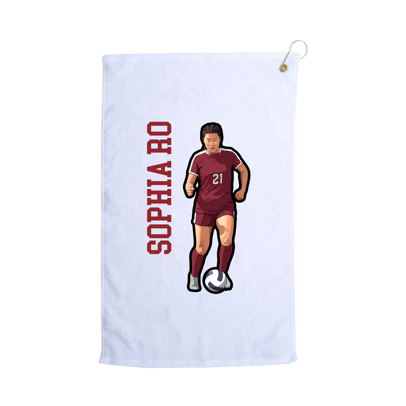 Golf Towel — Name Vertical in White
