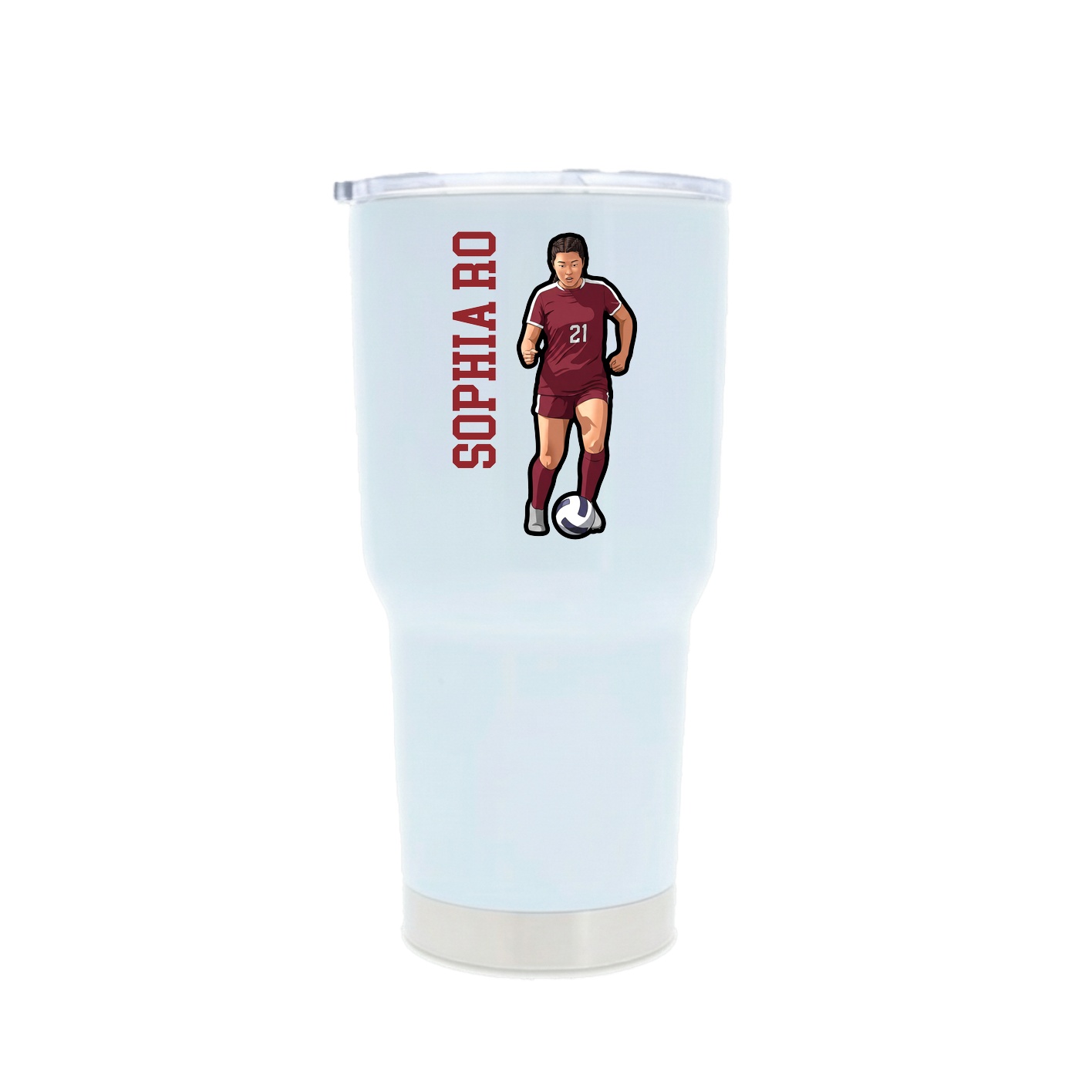 30oz Stainless Steel Tumbler — Name Vertical in White