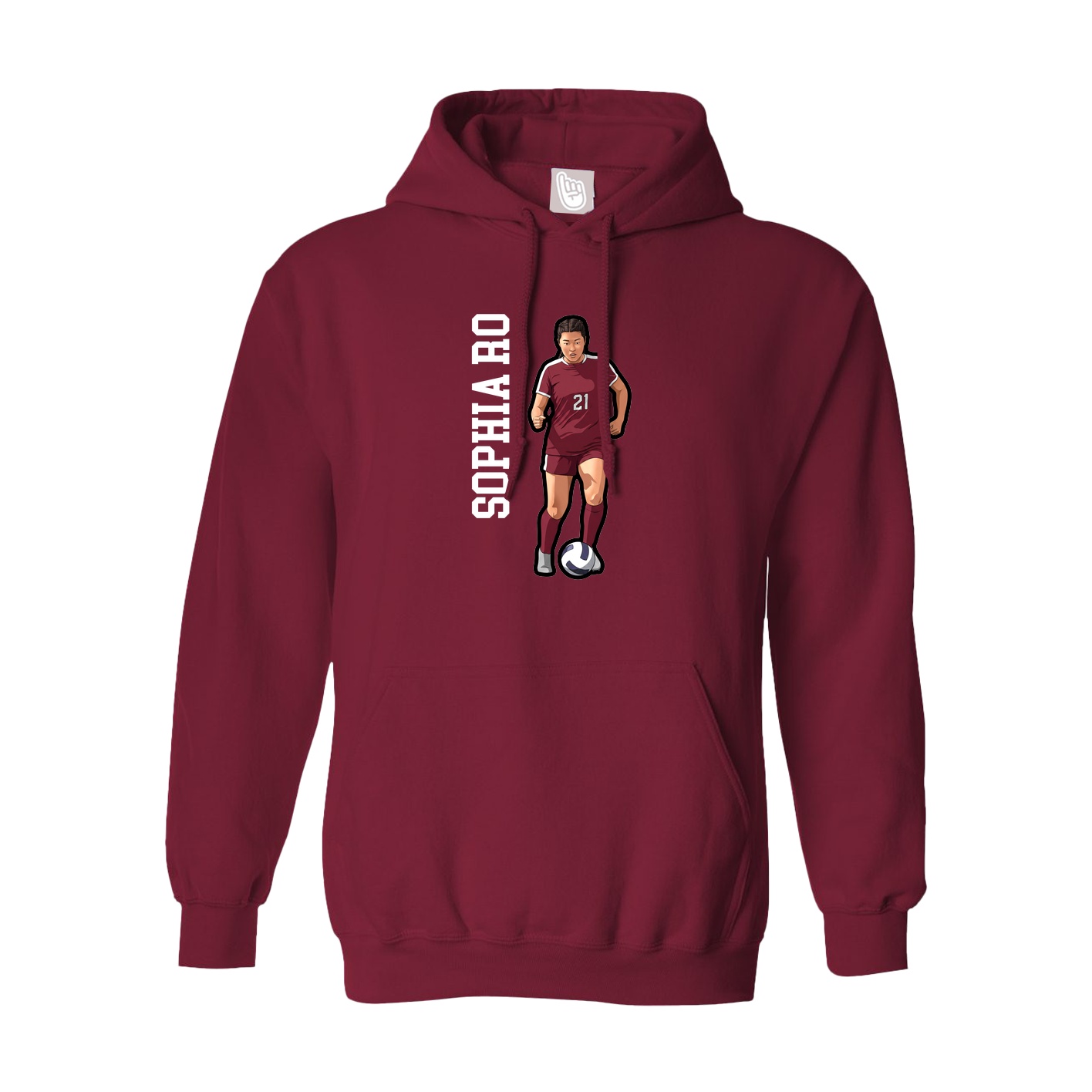 Hoodie — Name Vertical in Cardinal
