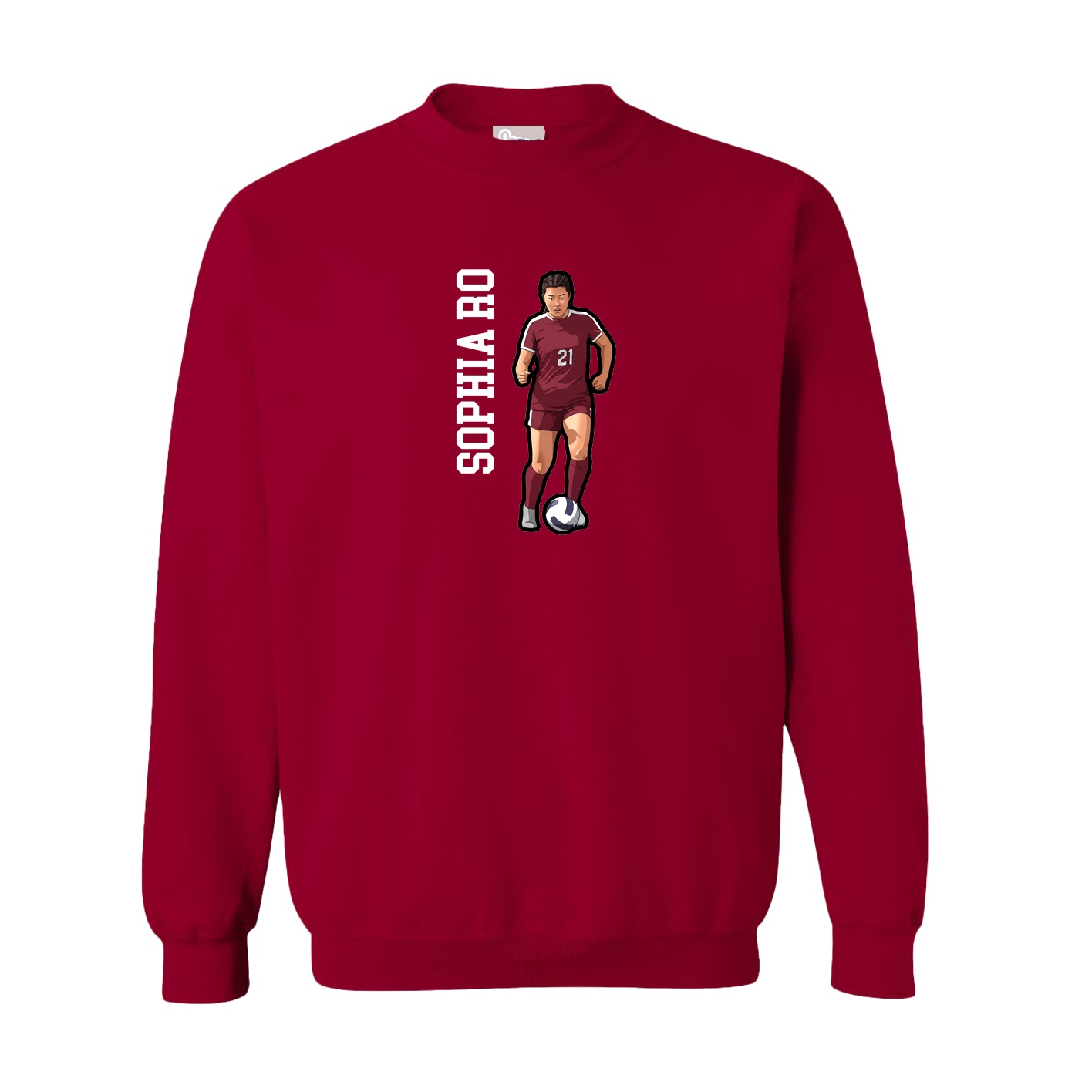Fleece Crew — Name Vertical in Cardinal
