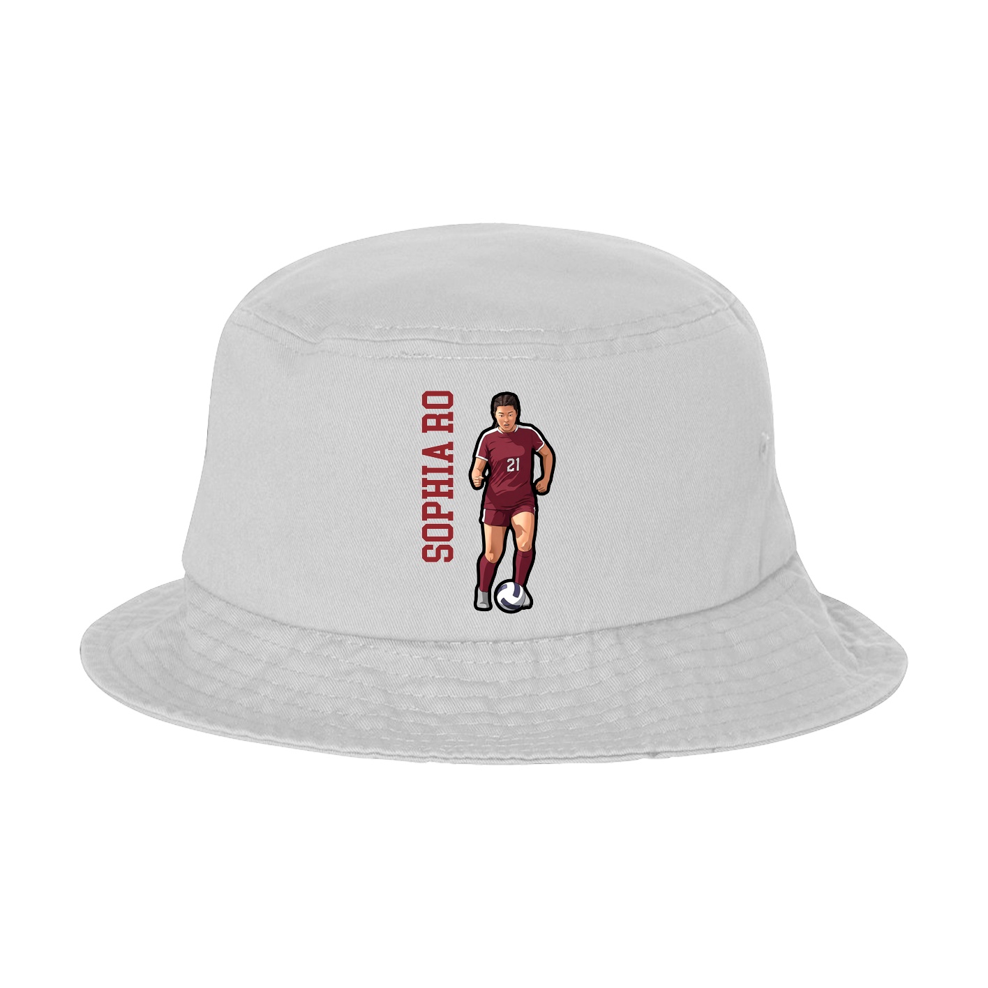 Bucket Cap — Name Vertical in White