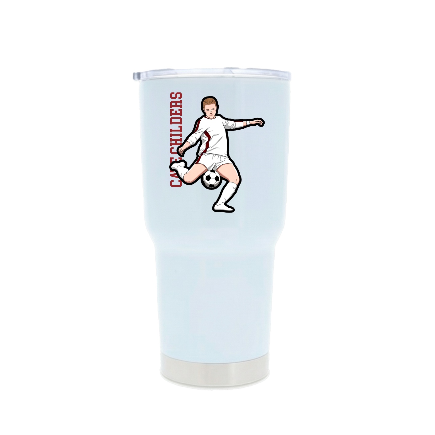 30oz Stainless Steel Tumbler — Name Vertical in White