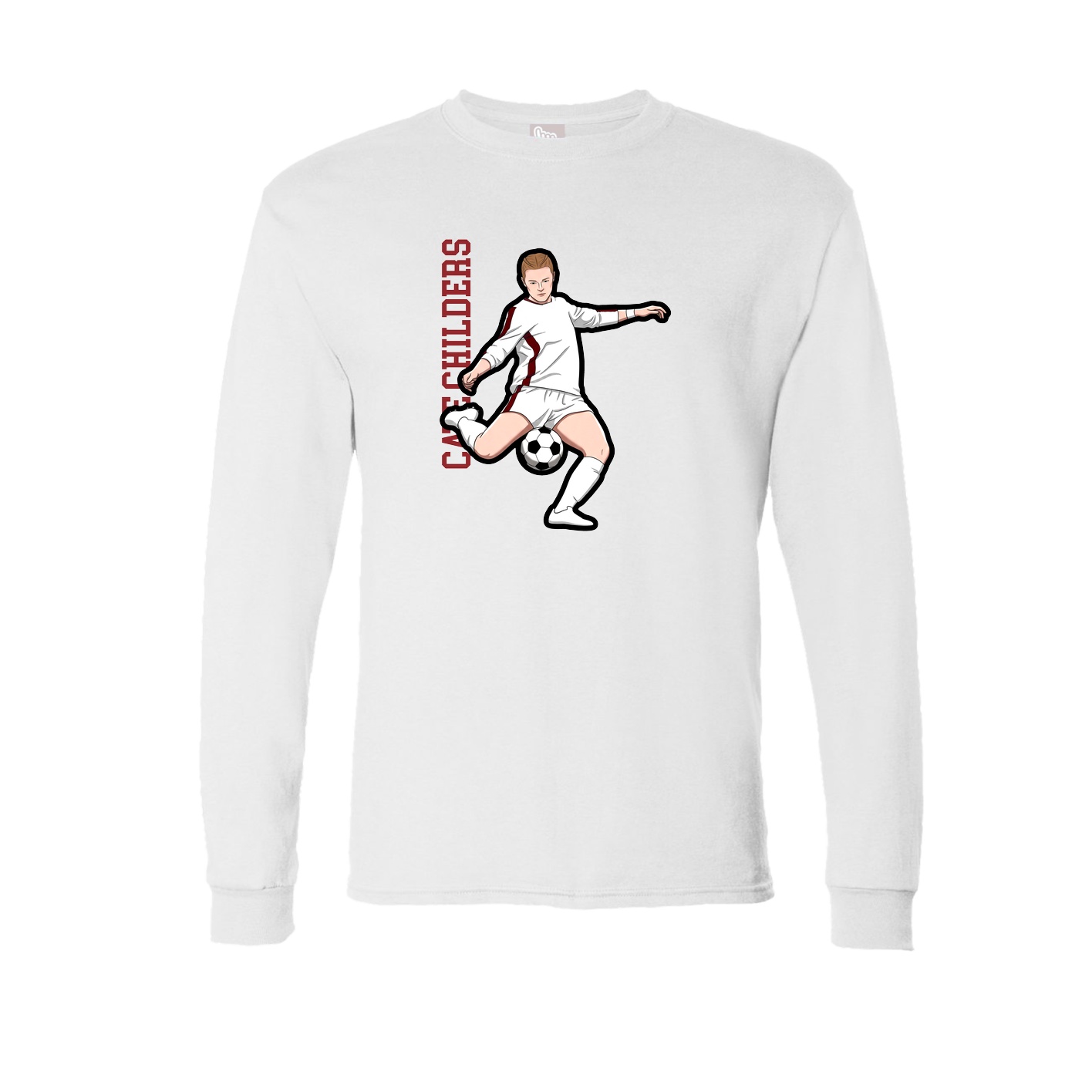 Long Sleeve Tee — Name Vertical in White