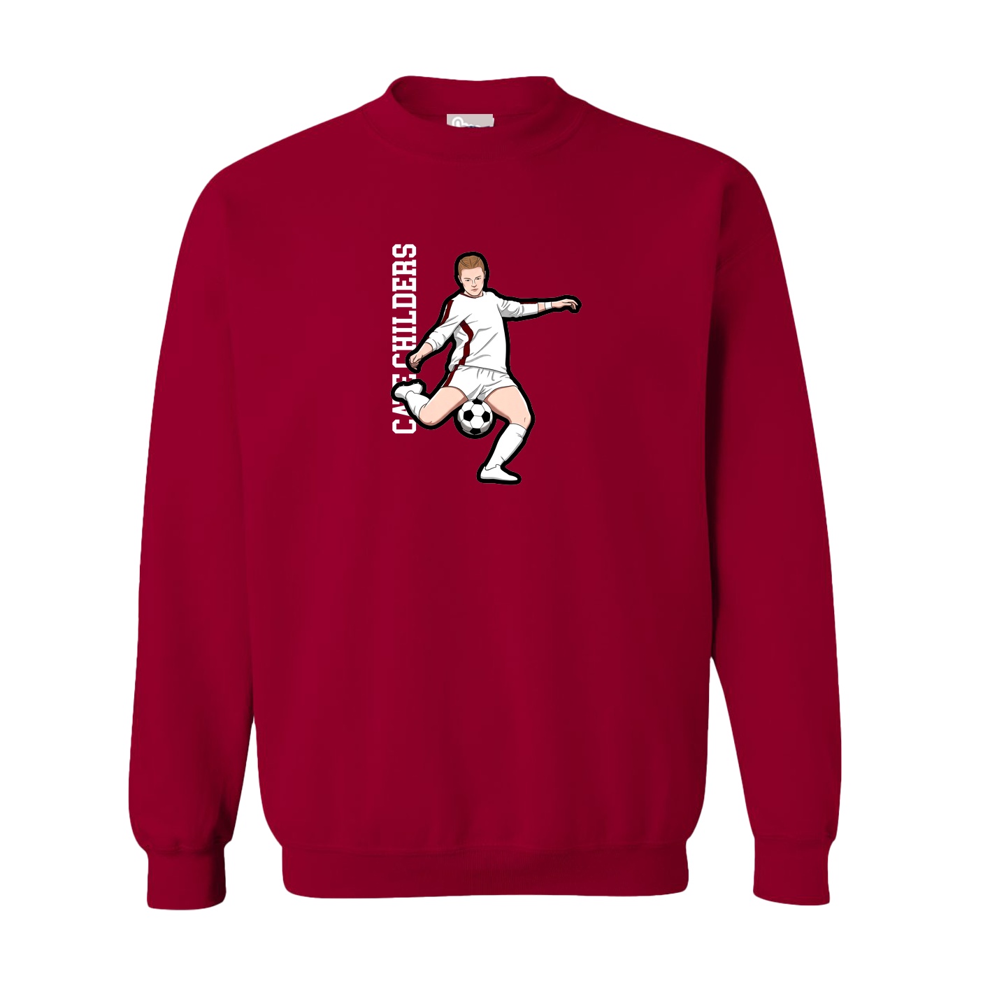 Fleece Crew — Name Vertical in Cardinal