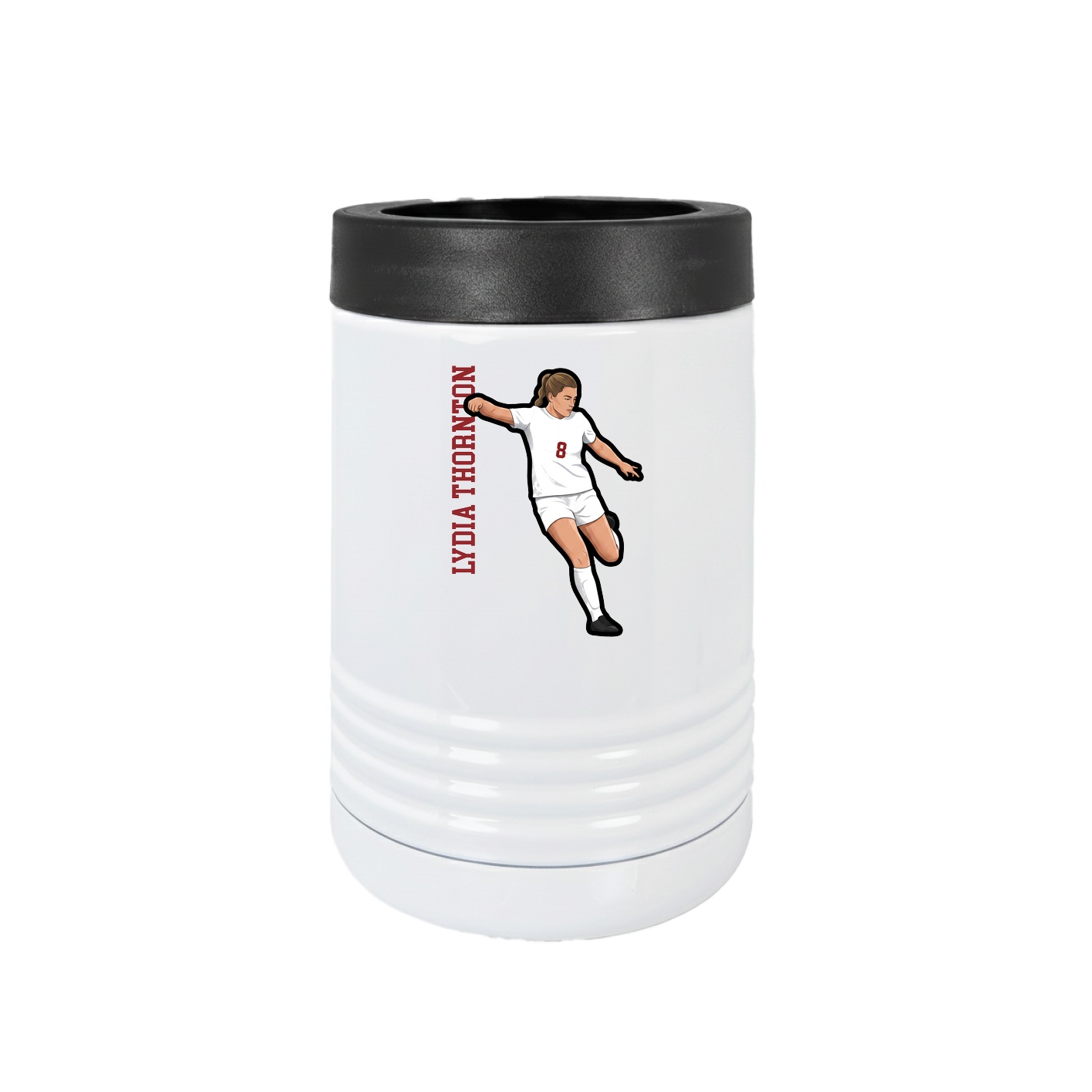 Beverage Holder — Name Vertical in White