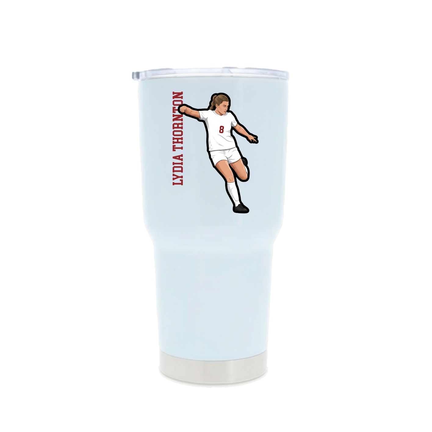 30oz Stainless Steel Tumbler — Name Vertical in White
