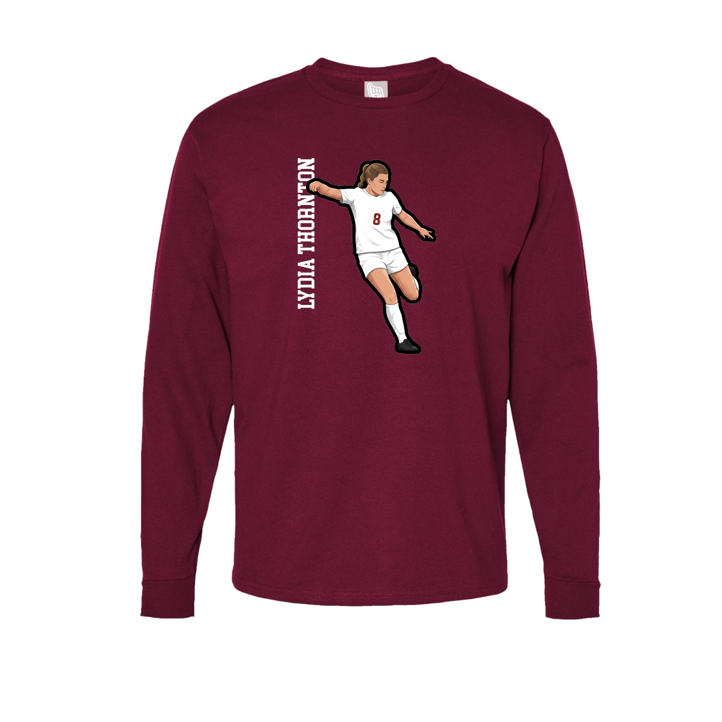 Long Sleeve Tee — Name Vertical in Cardinal