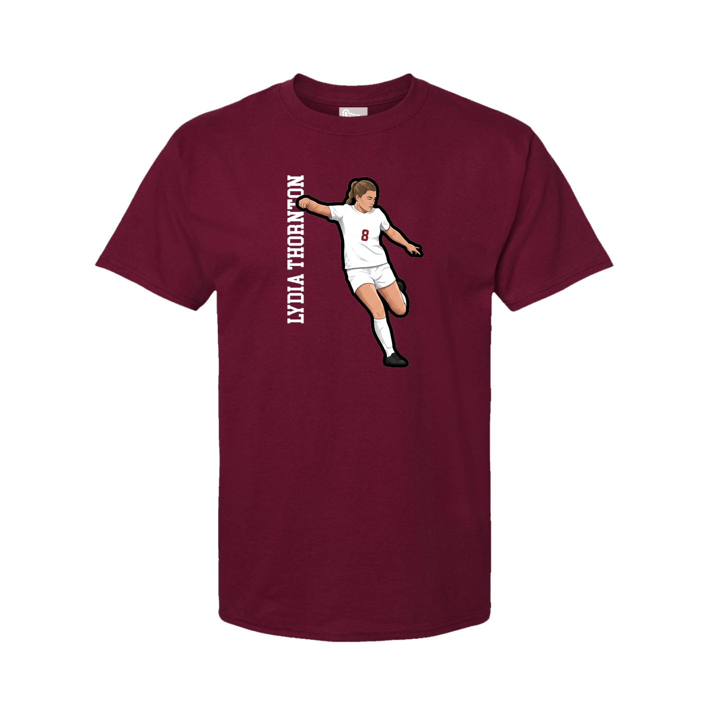 Youth Tee — Name Vertical in Cardinal
