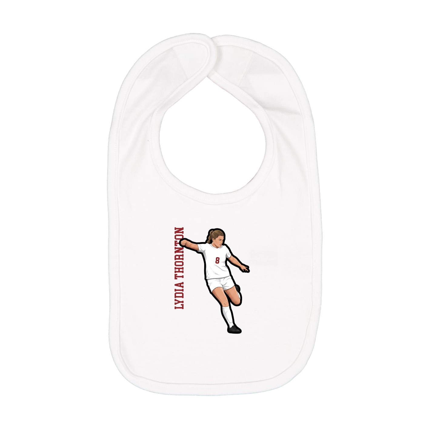 Infant Bib — Name Vertical in White