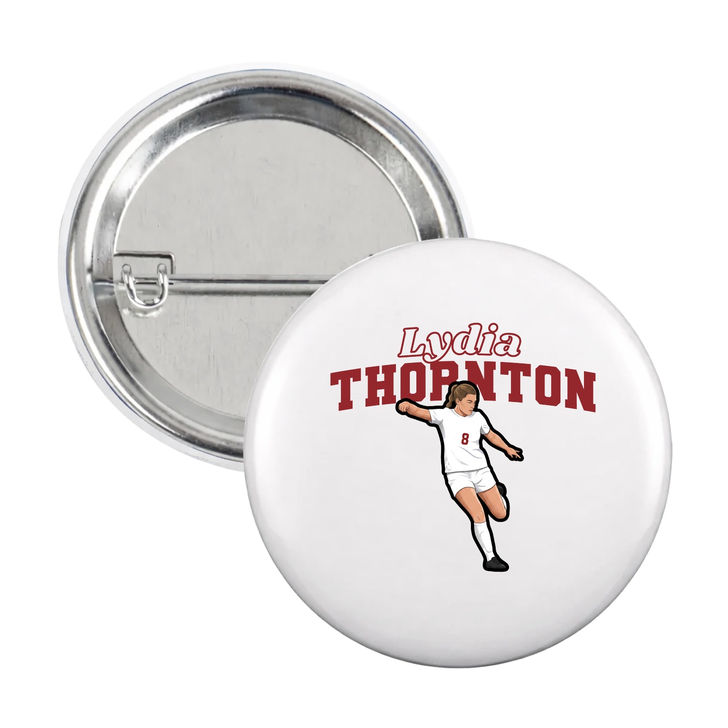 Game Day Button — Name Arch in White