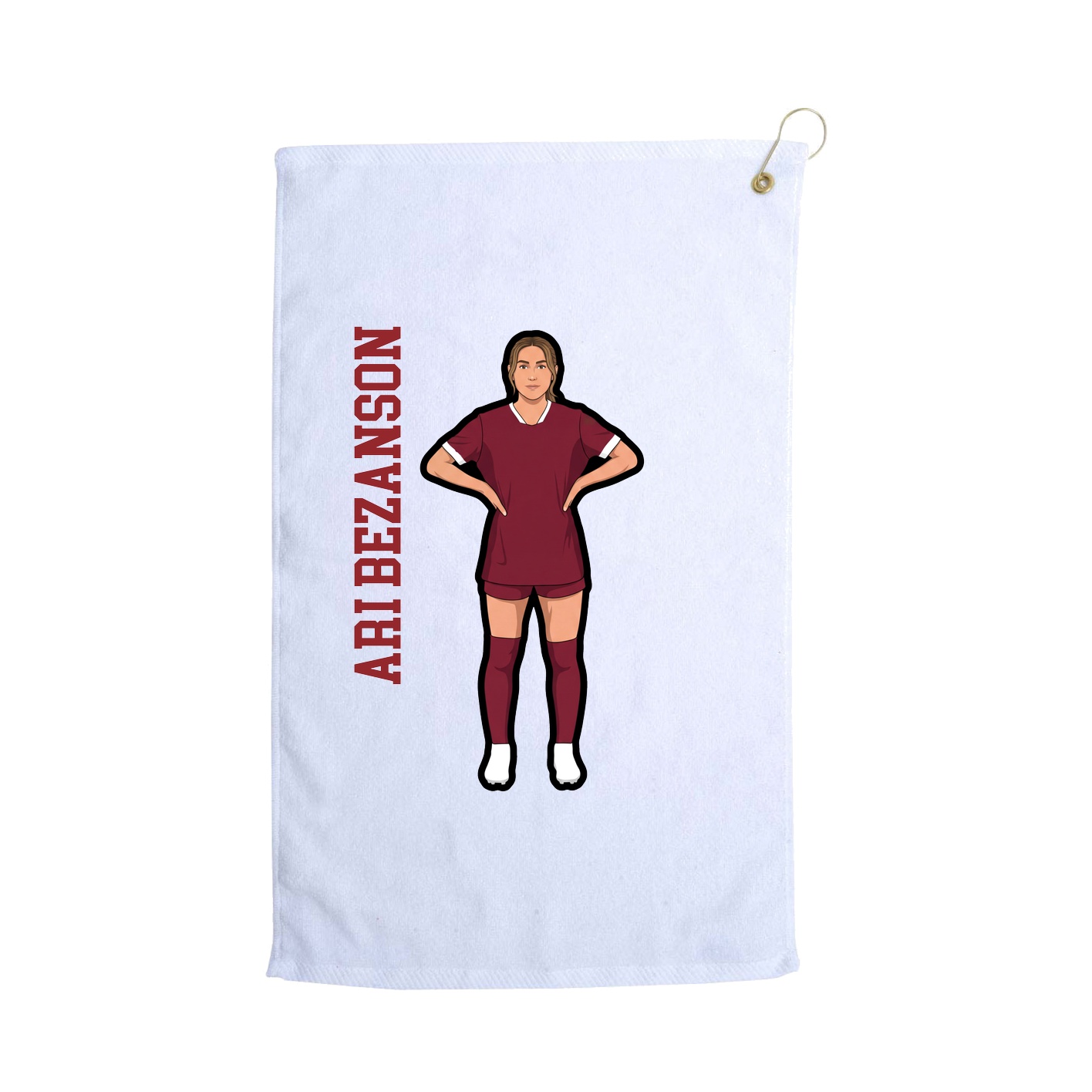 Golf Towel — Name Vertical in White