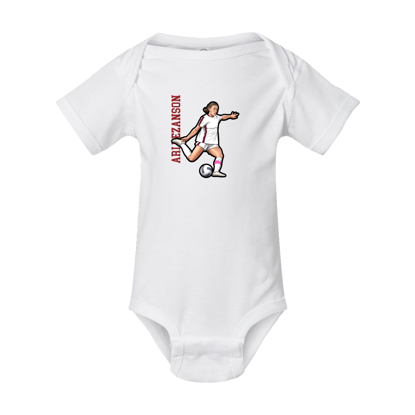 Baby Onesie — Name Vertical in White