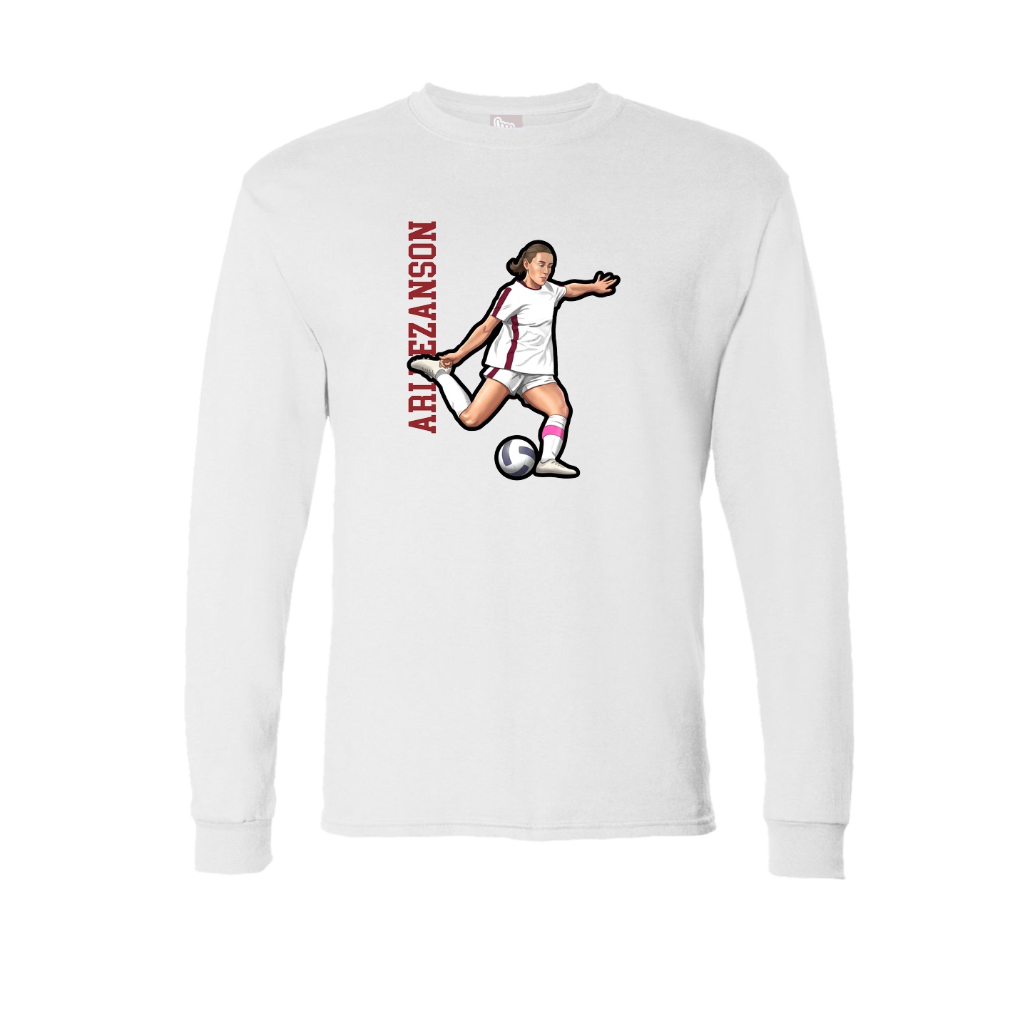 Long Sleeve Tee — Name Vertical in White