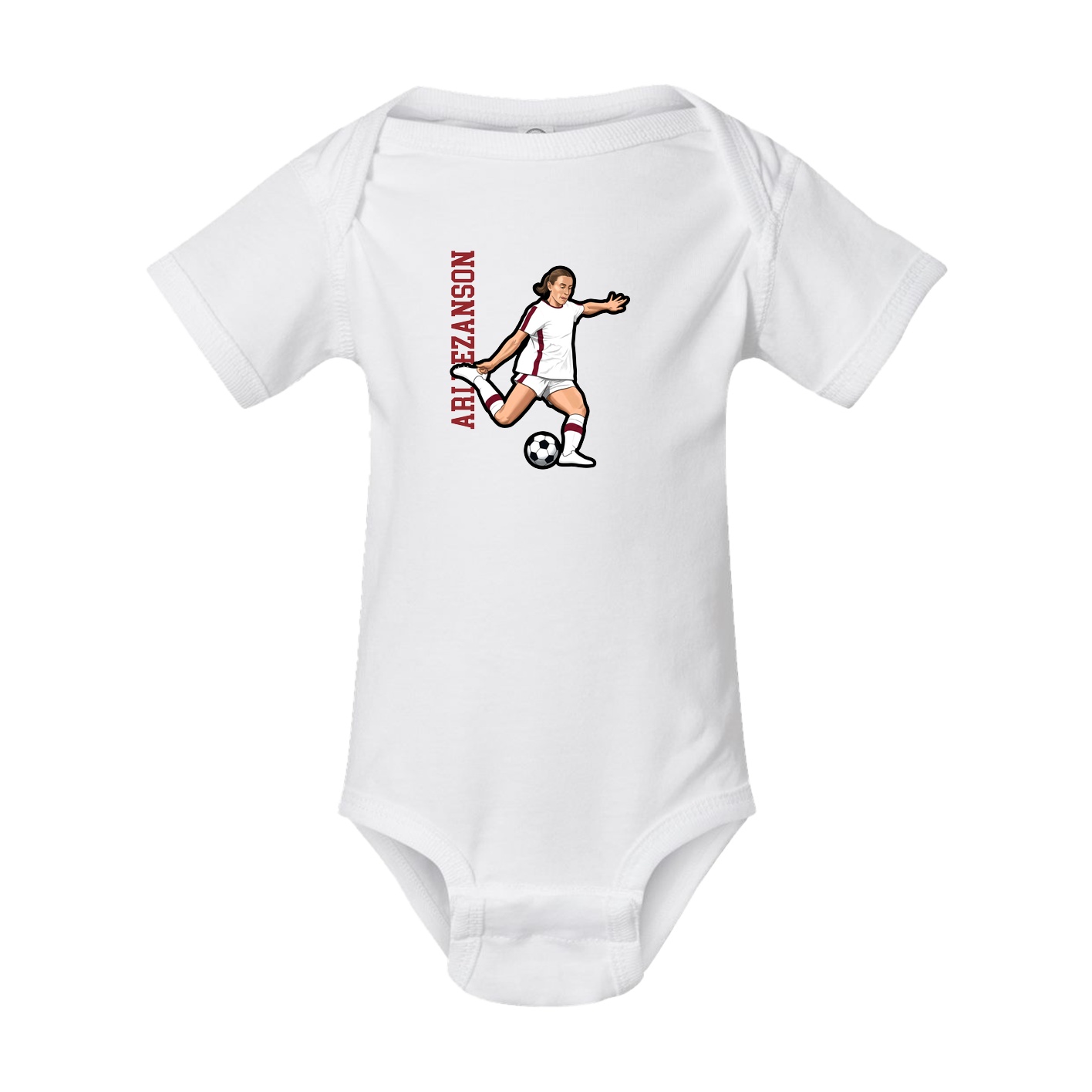 Baby Onesie — Name Vertical in White