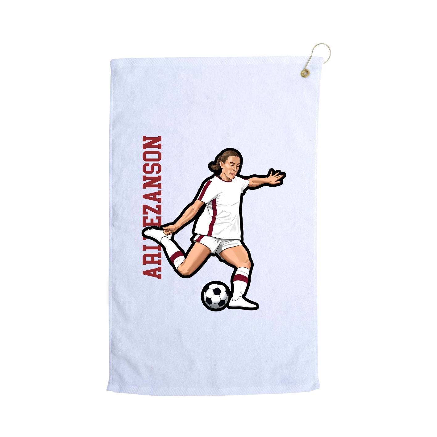 Golf Towel — Name Vertical in White
