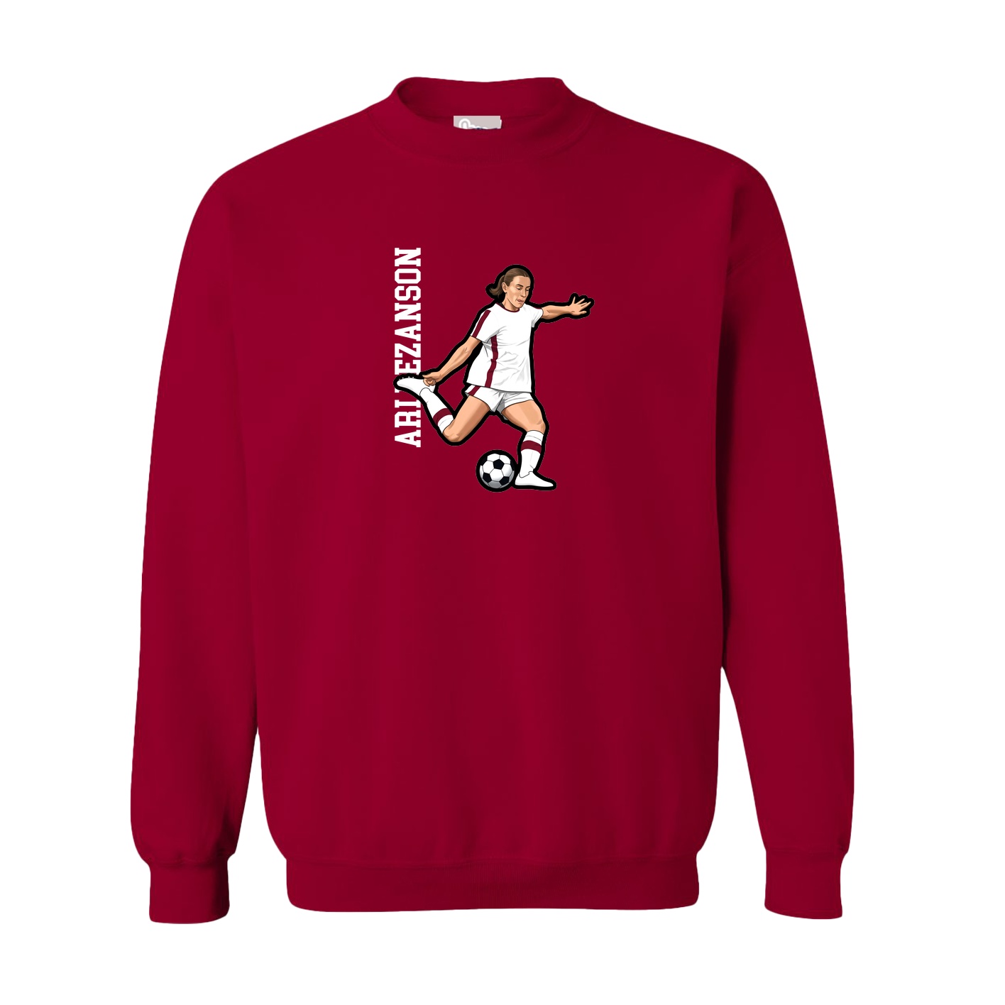 Fleece Crew — Name Vertical in Cardinal