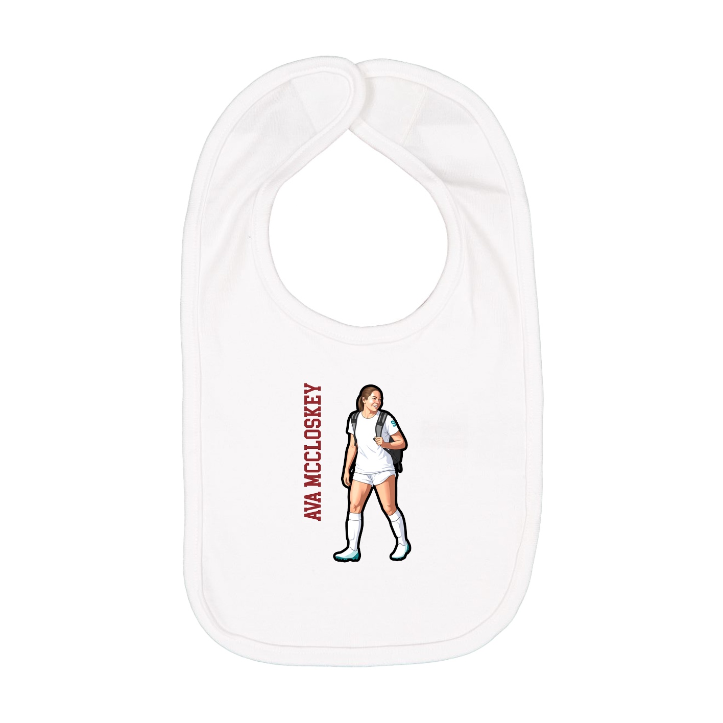 Infant Bib — Name Vertical in White