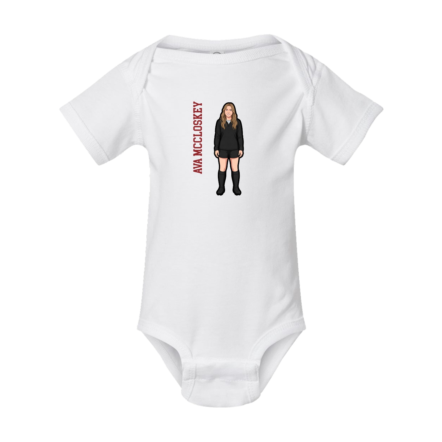 Baby Onesie — Name Vertical in White