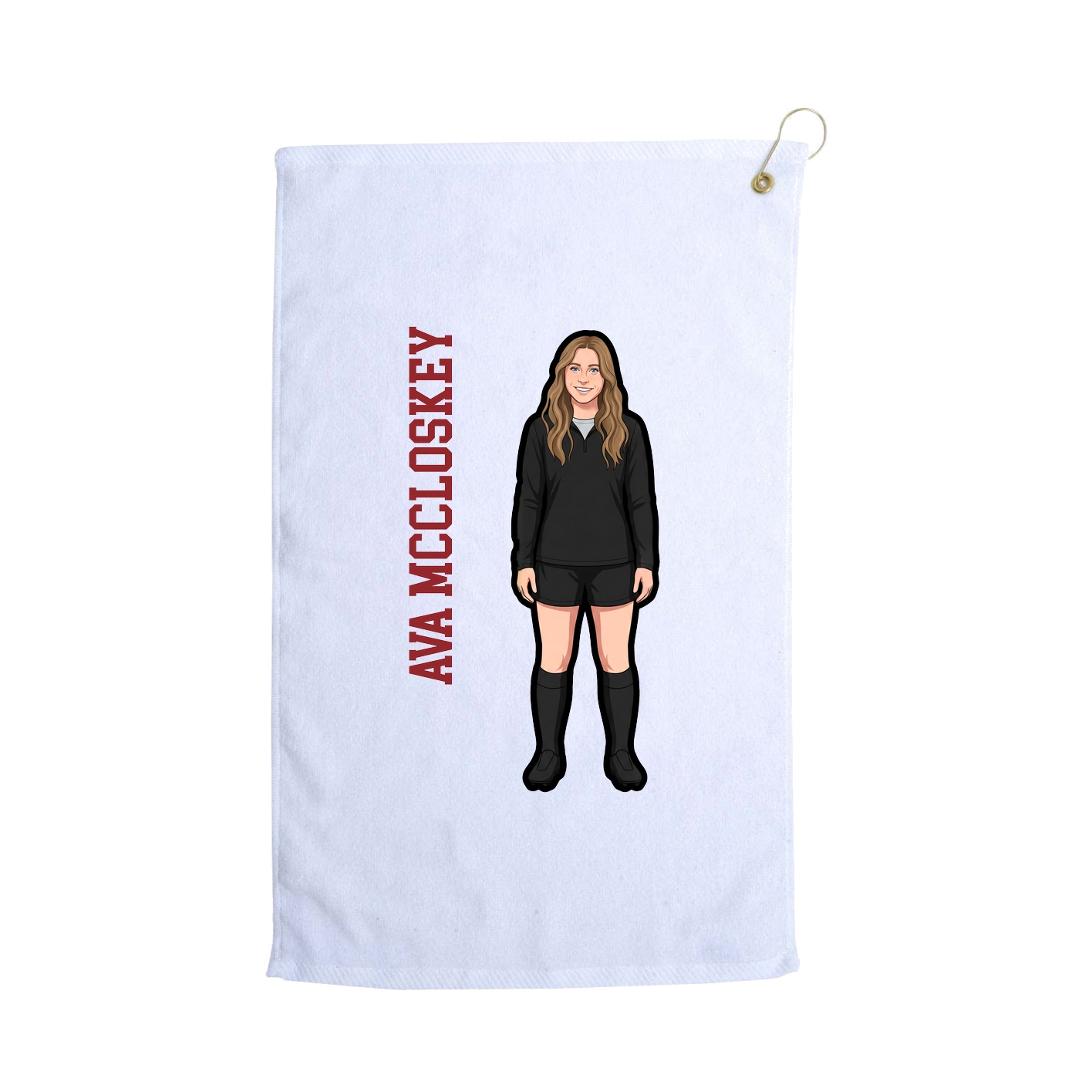 Golf Towel — Name Vertical in White