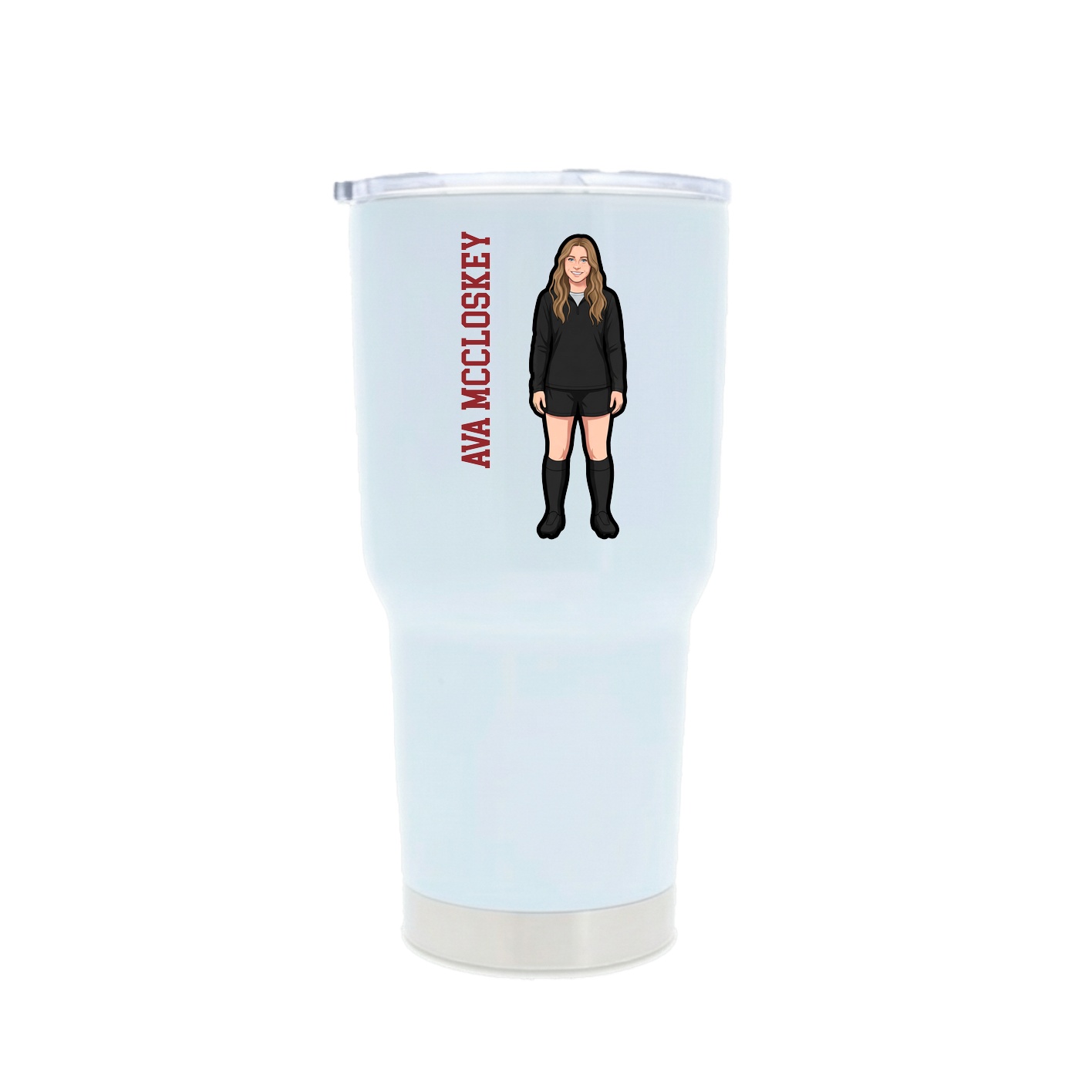 30oz Stainless Steel Tumbler — Name Vertical in White