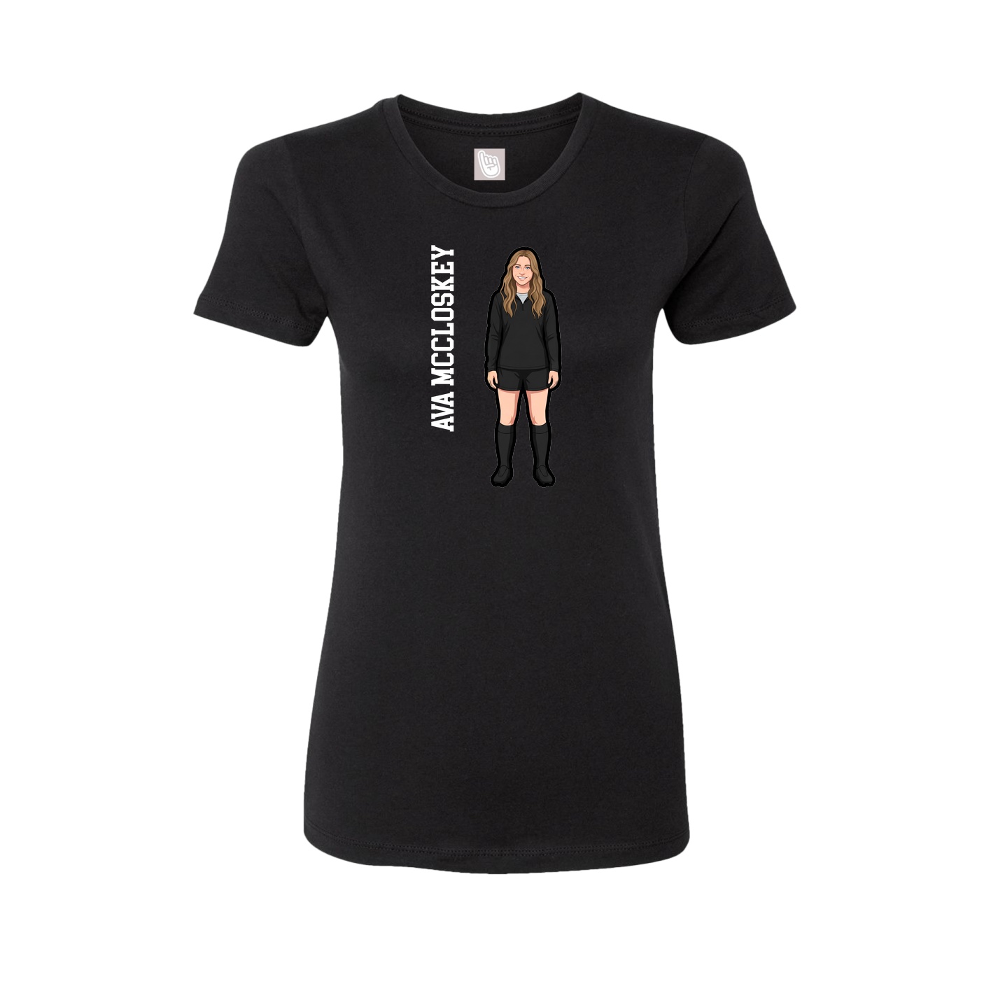 Fitted Women's Tee — Name Vertical in Black