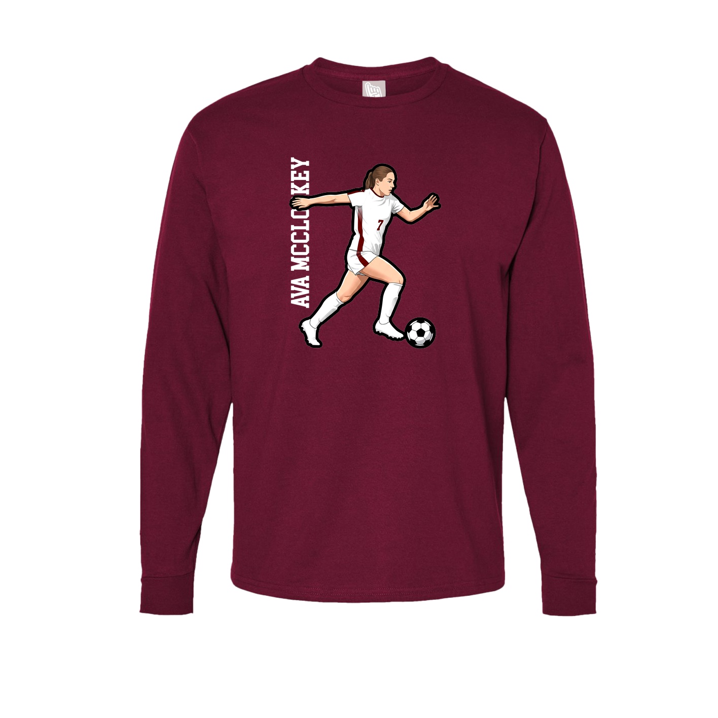 Long Sleeve Tee — Name Vertical in Cardinal