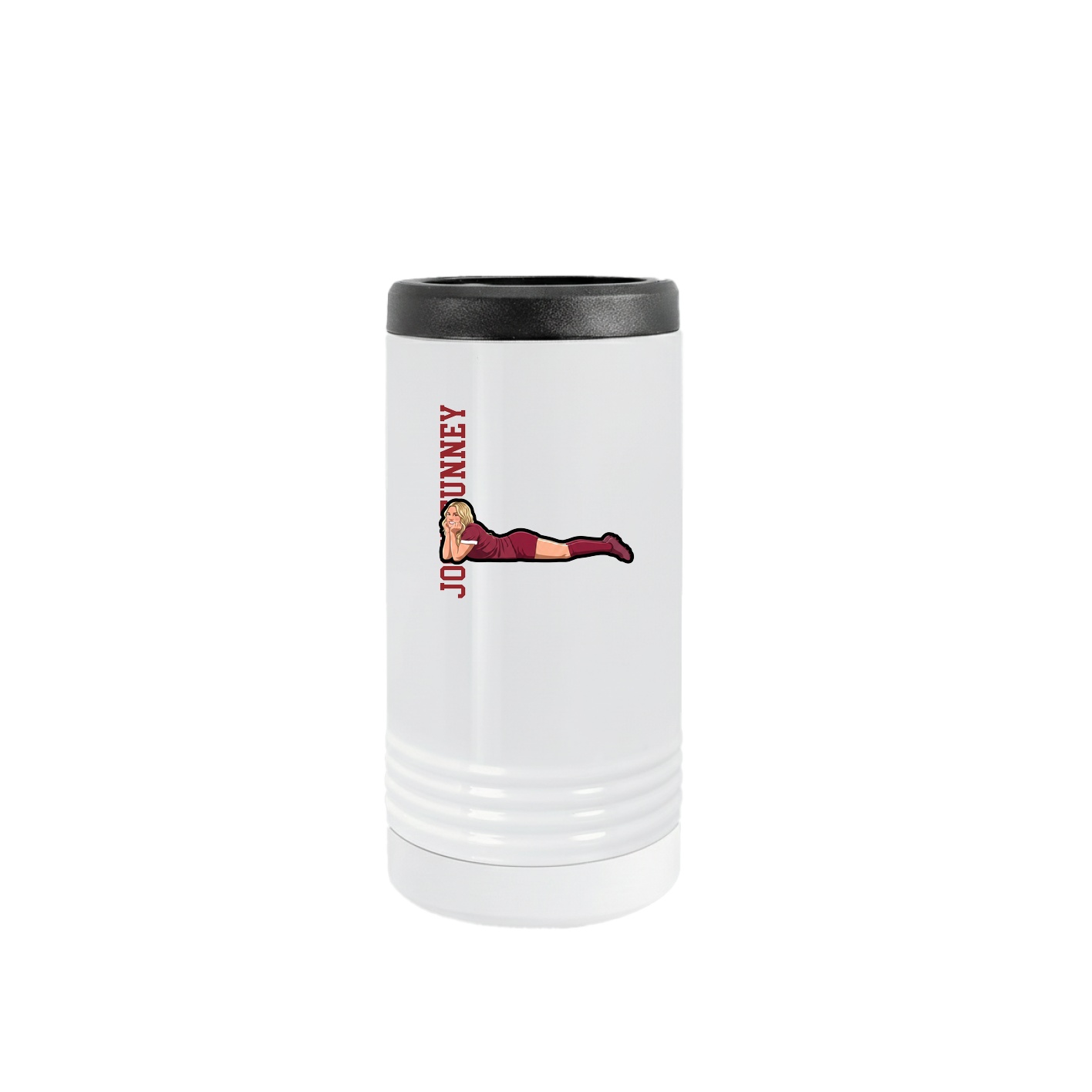 Slim Beverage Holder — Name Vertical in White