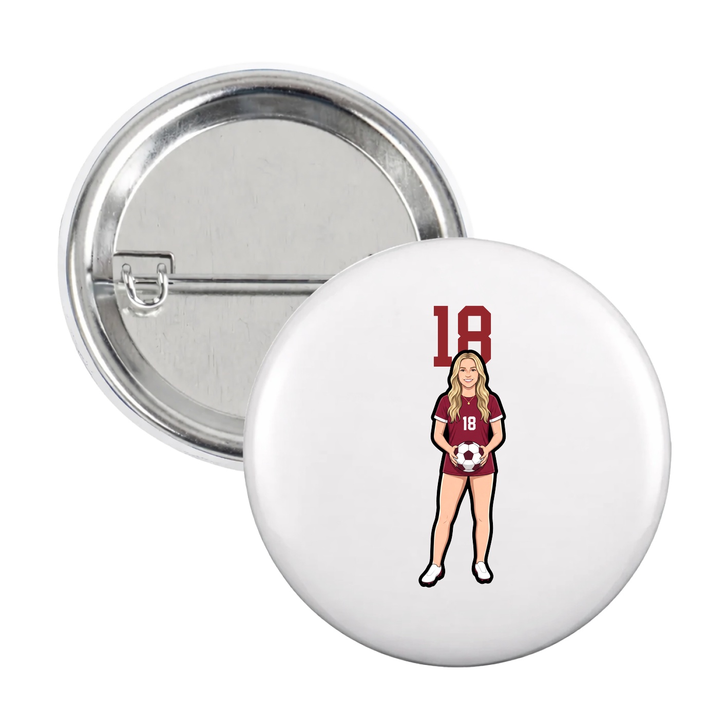 Game Day Button — Number Top in White