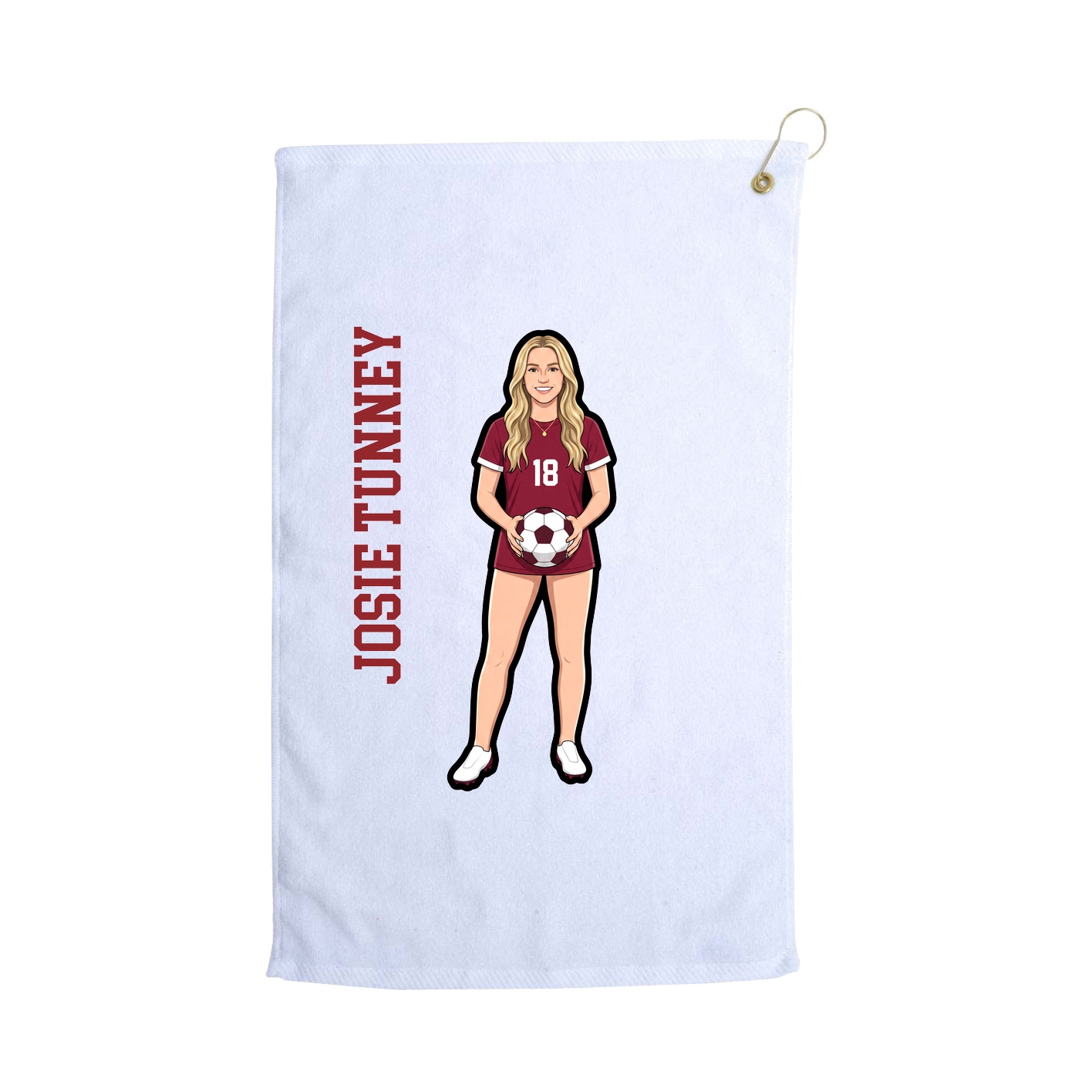 Golf Towel — Name Vertical in White