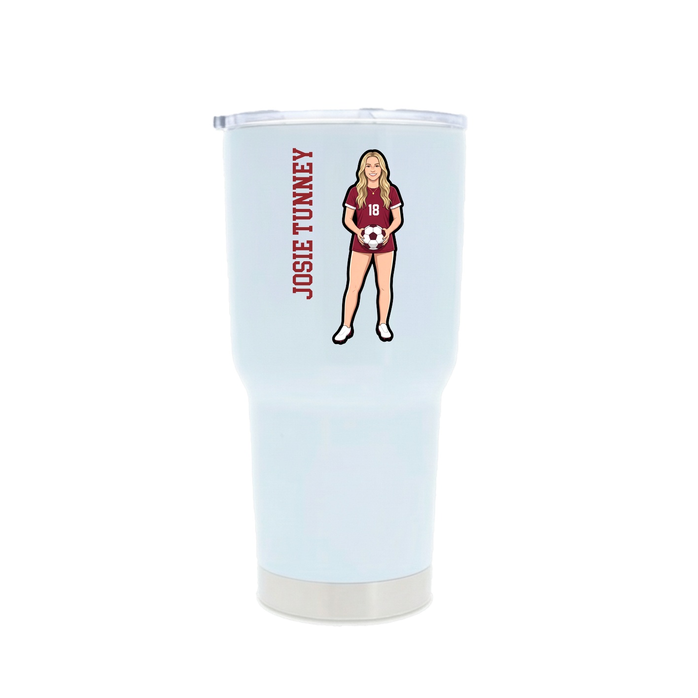 30oz Stainless Steel Tumbler — Name Vertical in White