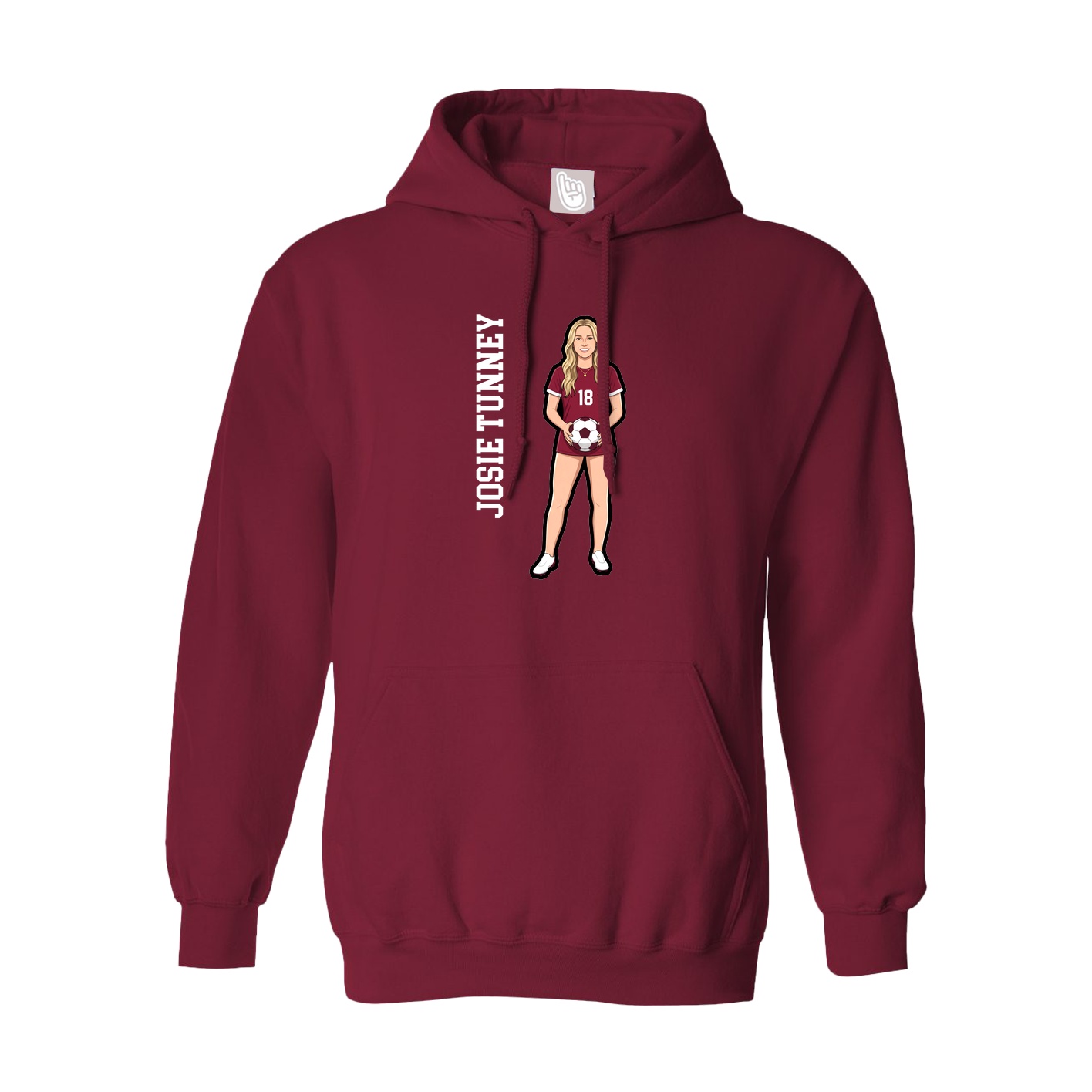 Hoodie — Name Vertical in Cardinal