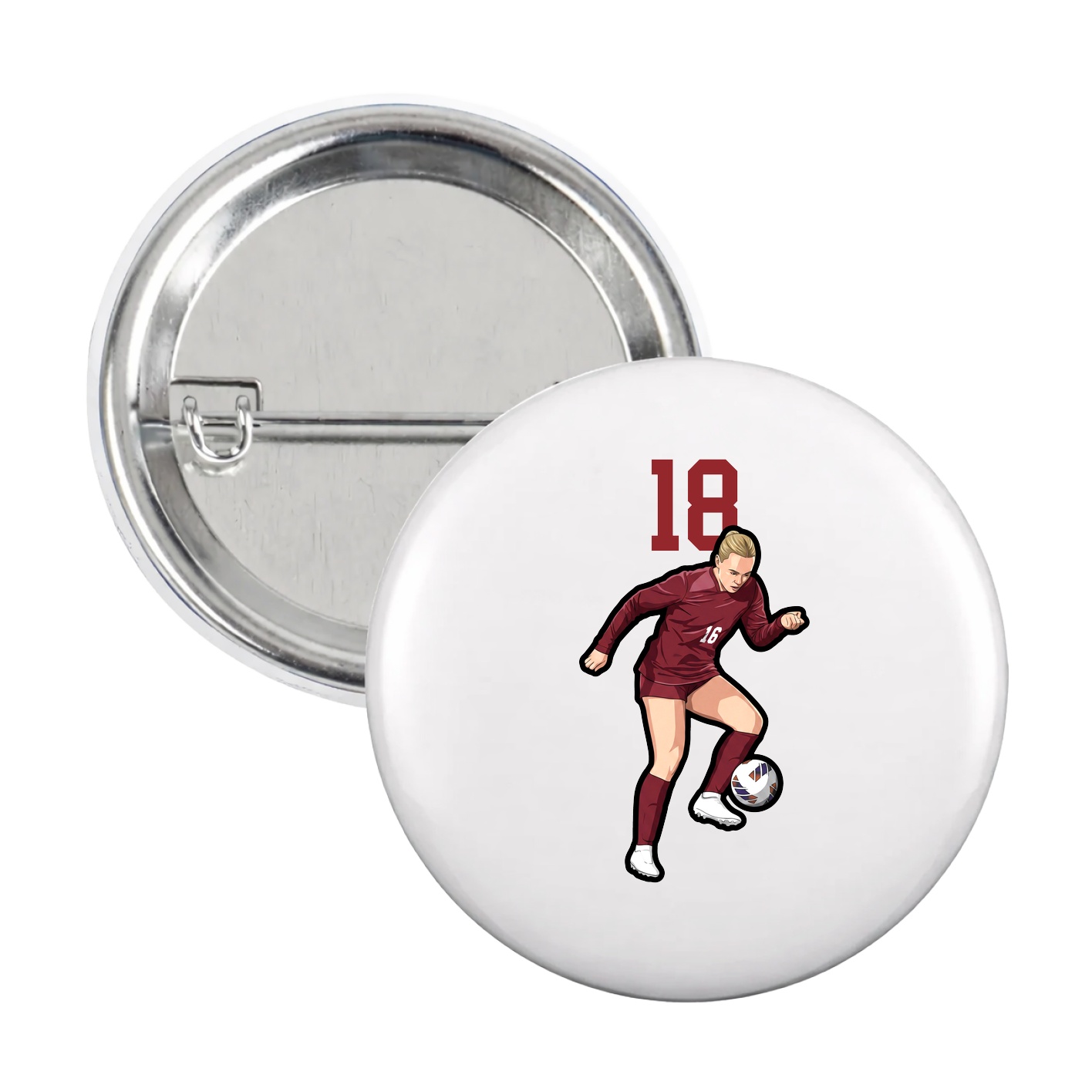 Game Day Button — Number Top in White