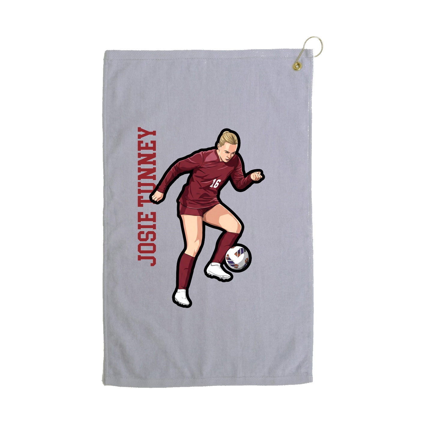 Golf Towel — Name Vertical in Grey