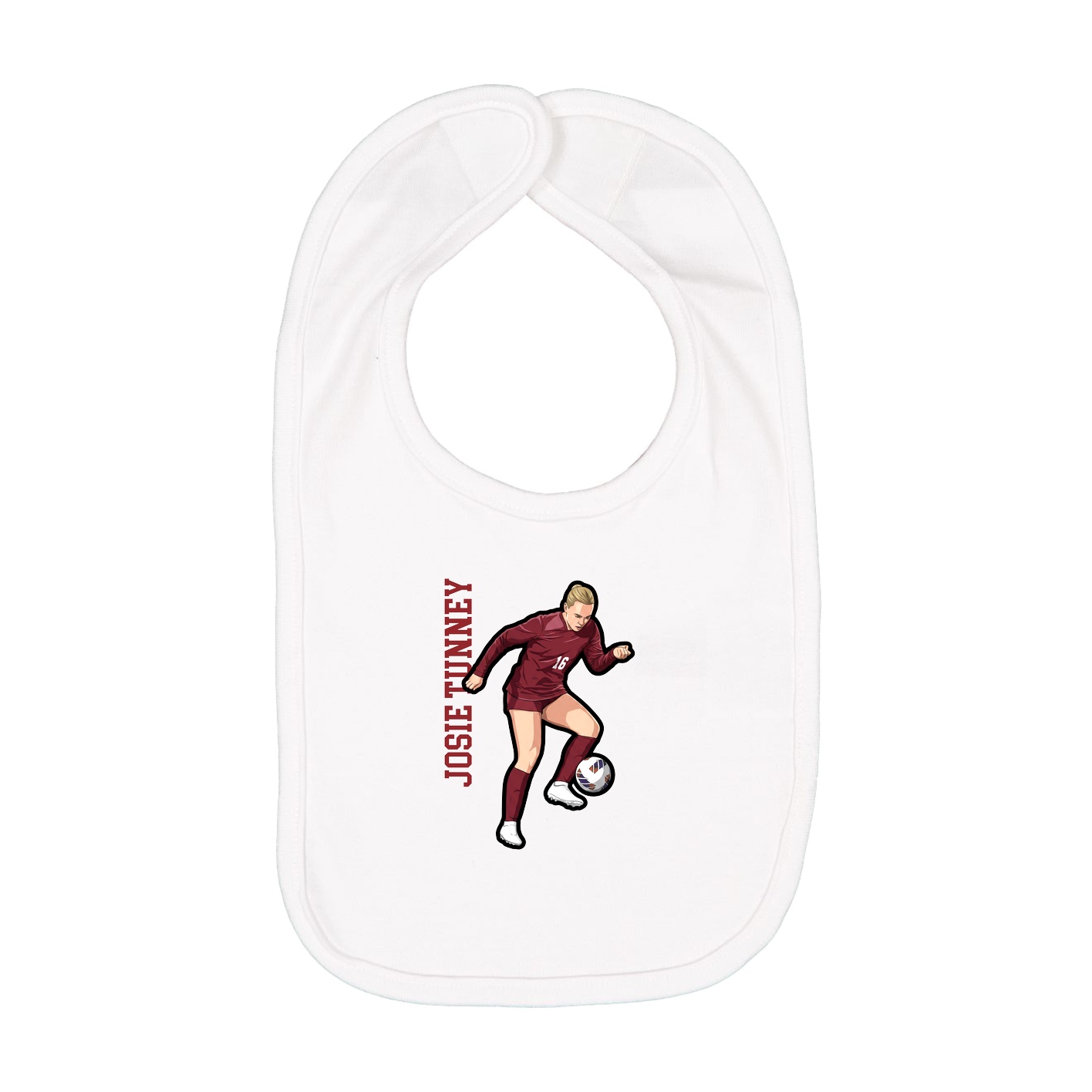 Infant Bib — Name Vertical in White