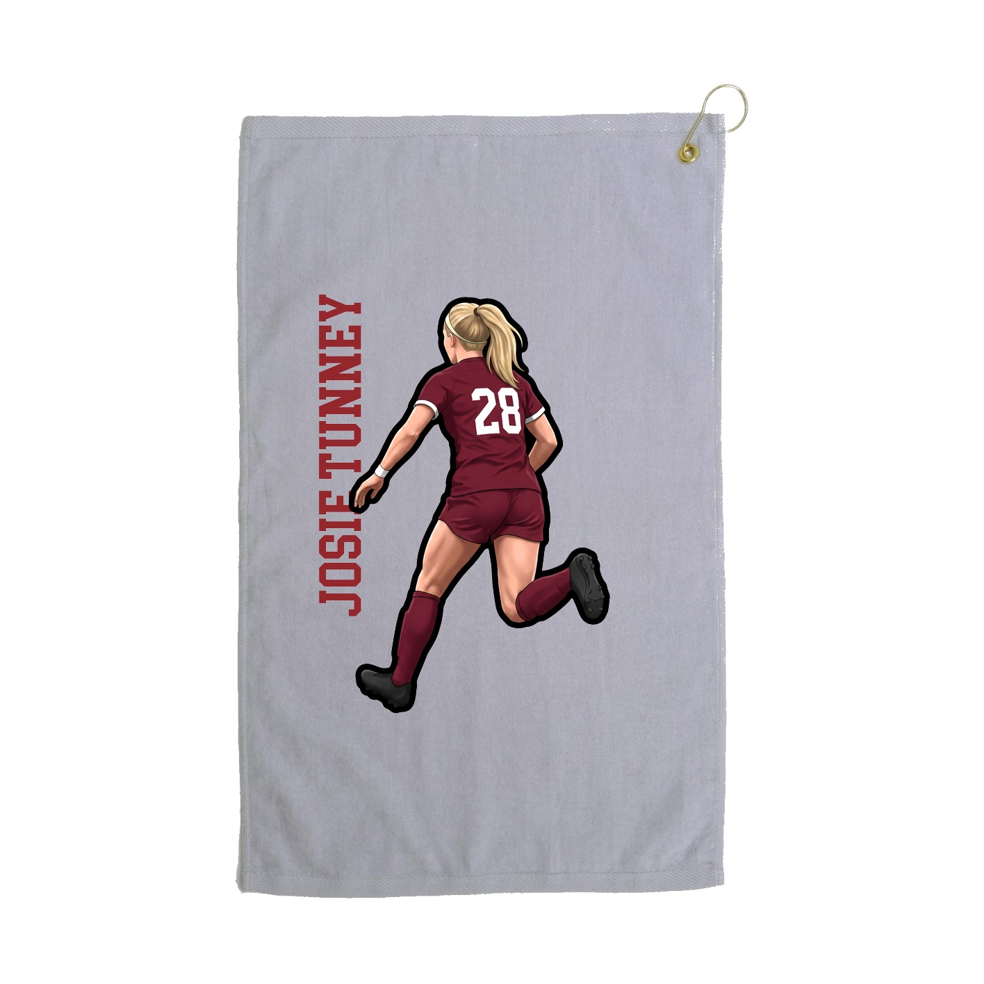 Golf Towel — Name Vertical in Grey