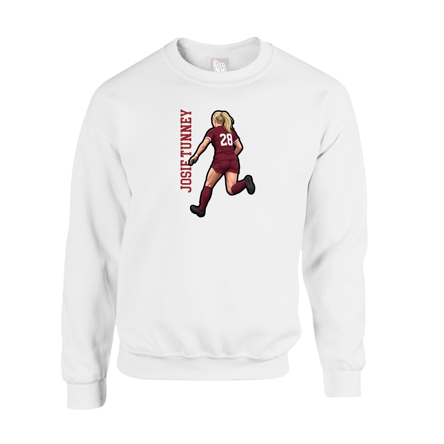 Fleece Crew — Name Vertical in White