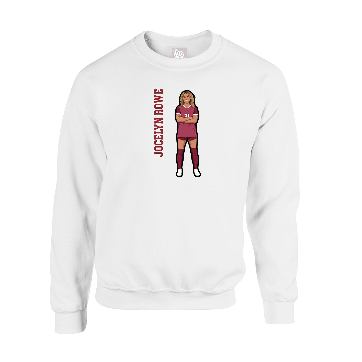 Fleece Crew — Name Vertical in White