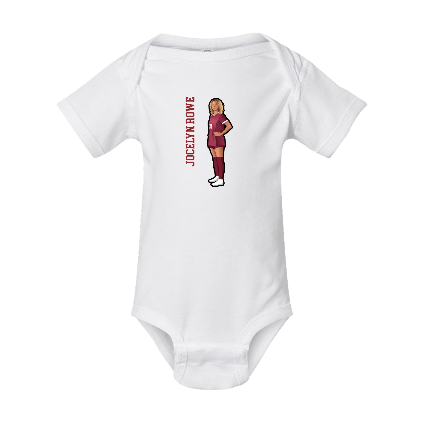 Baby Onesie — Name Vertical in White