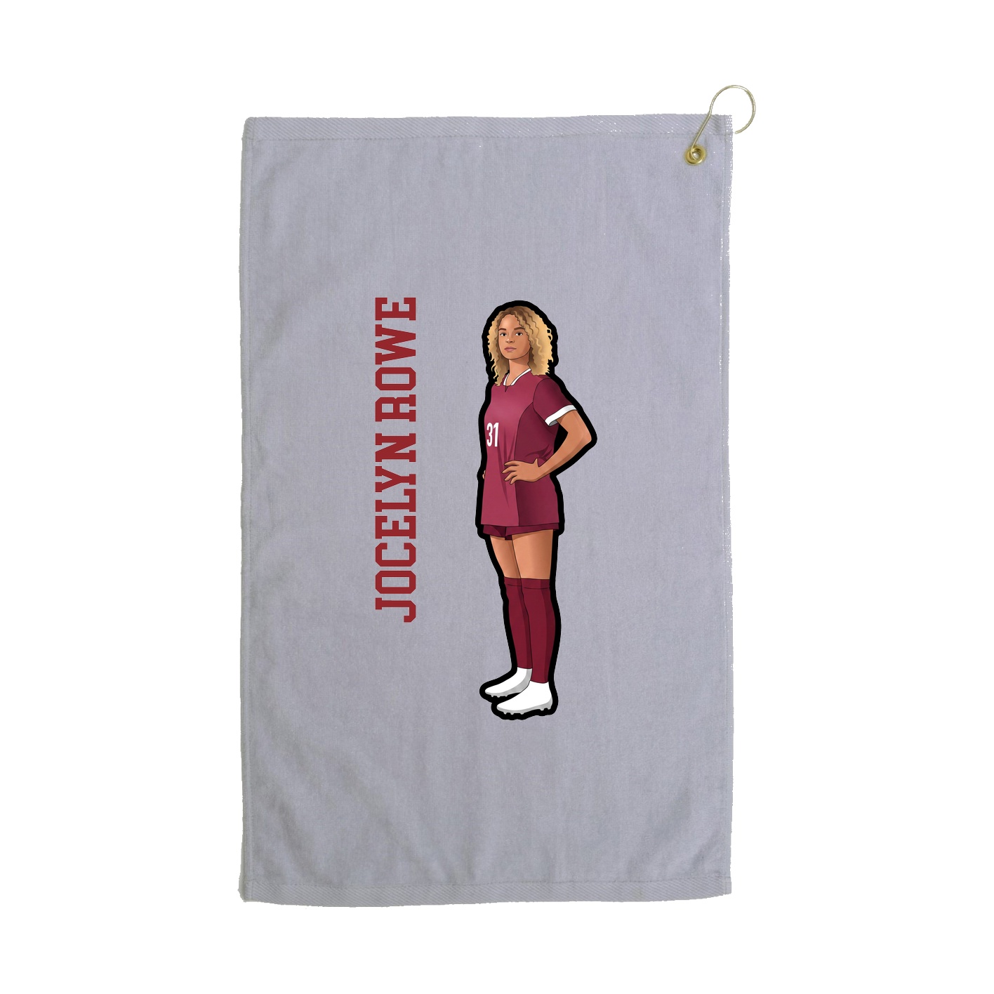 Golf Towel — Name Vertical in Grey