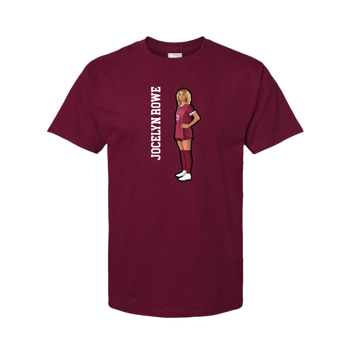 Youth Tee — Name Vertical in Cardinal
