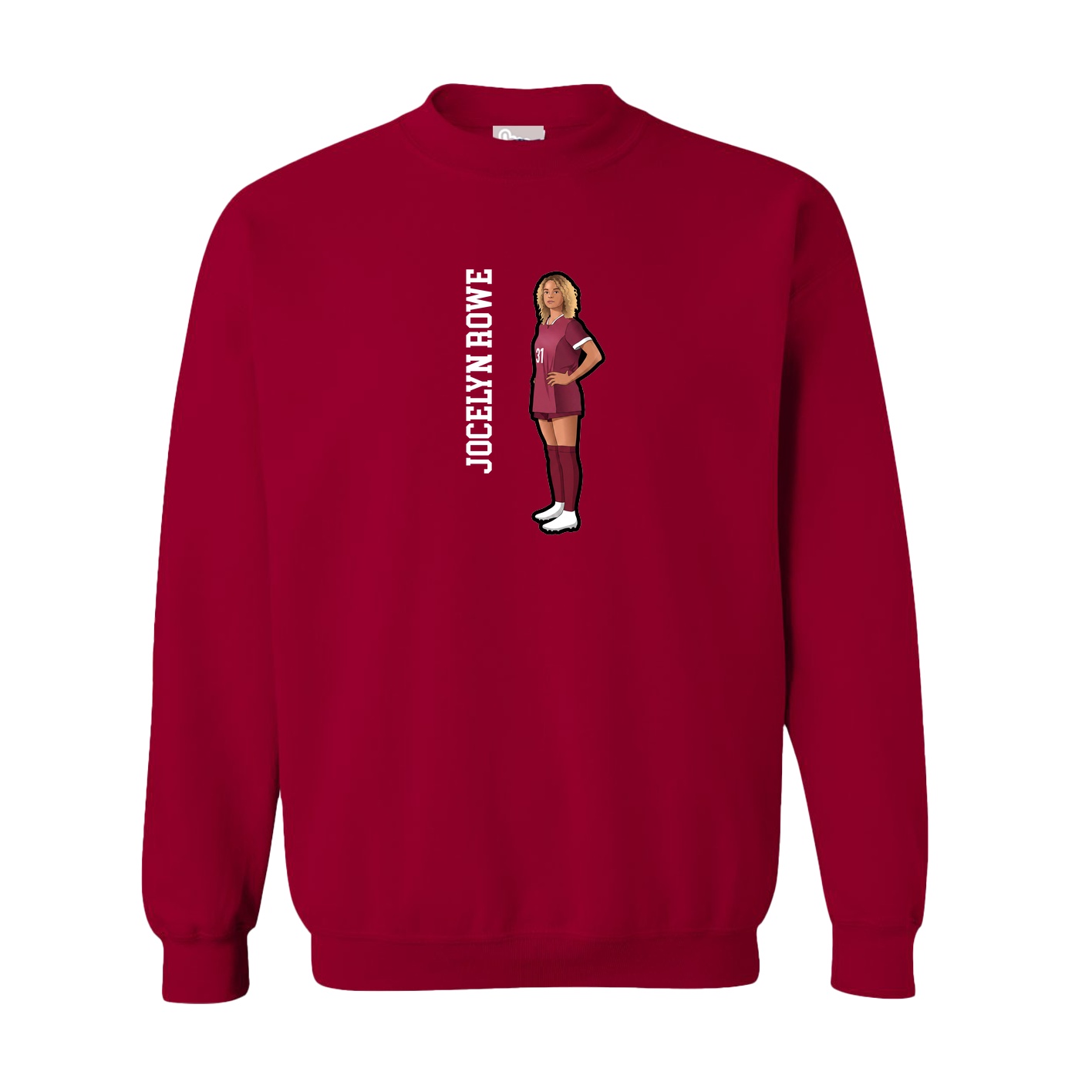 Fleece Crew — Name Vertical in Cardinal