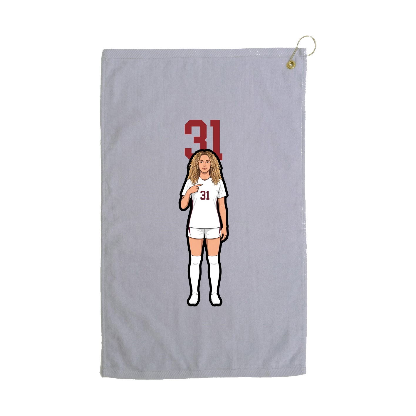 Golf Towel — Number Top in Grey