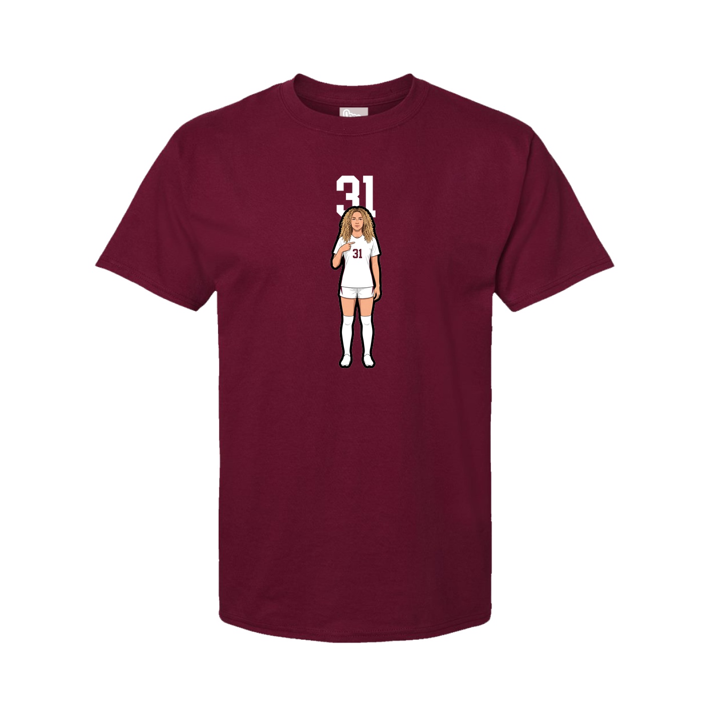 Youth Tee — Number Top in Cardinal