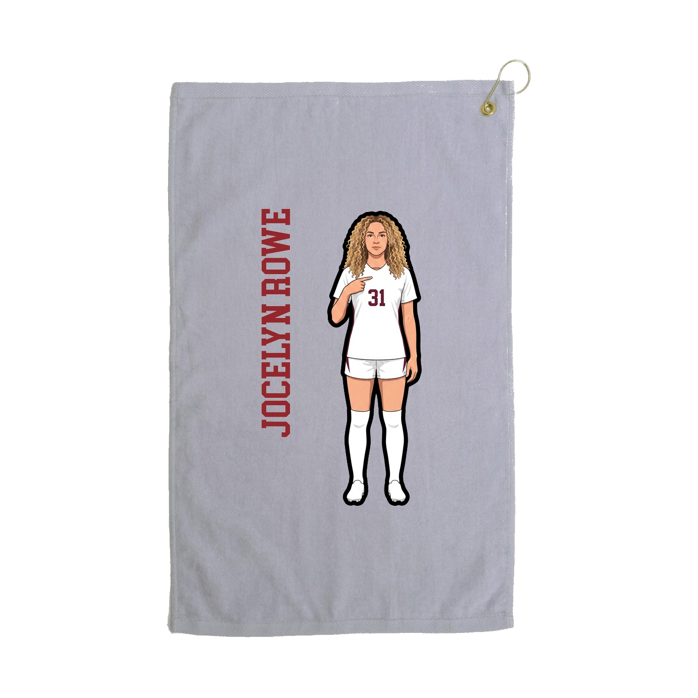 Golf Towel — Name Vertical in Grey