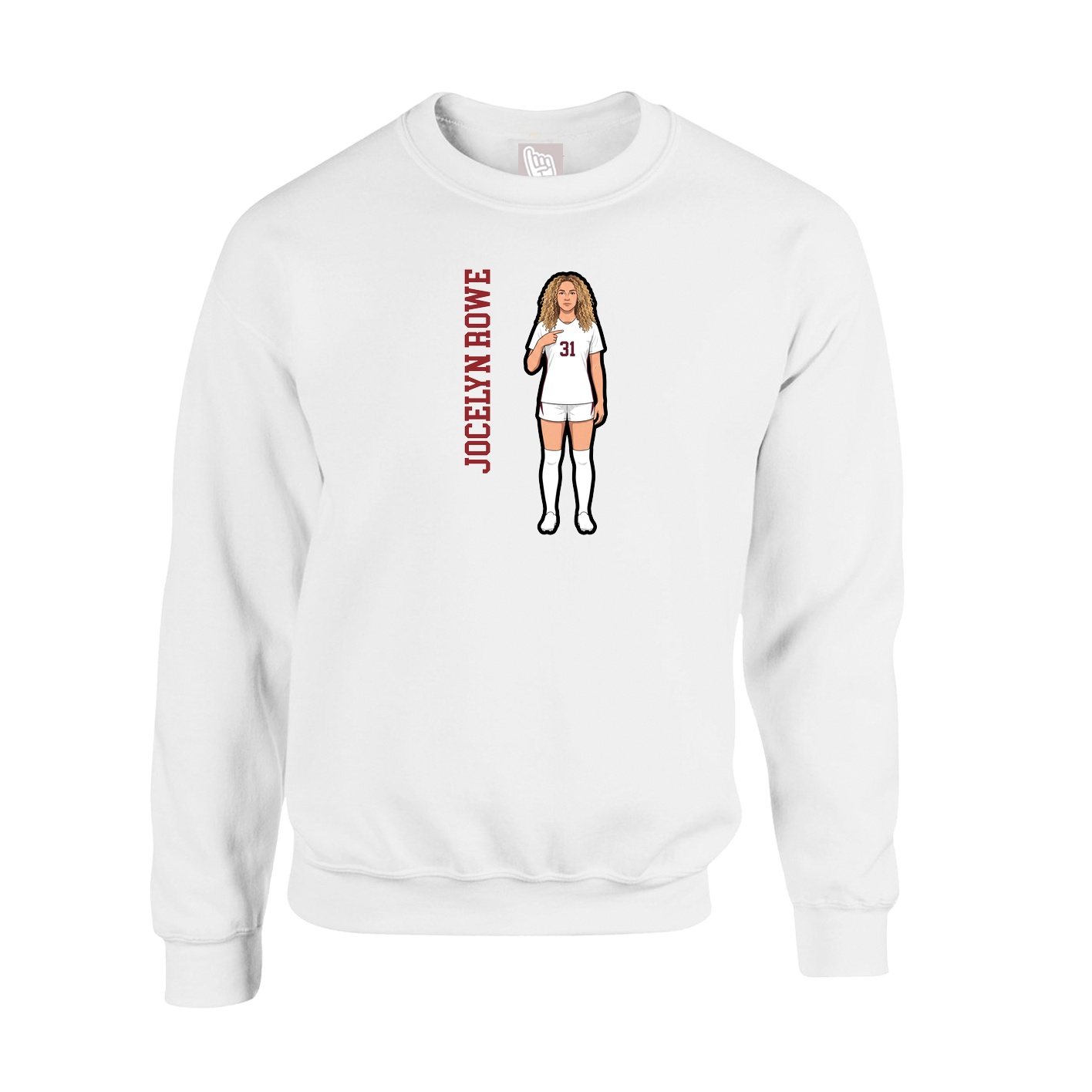 Fleece Crew — Name Vertical in White