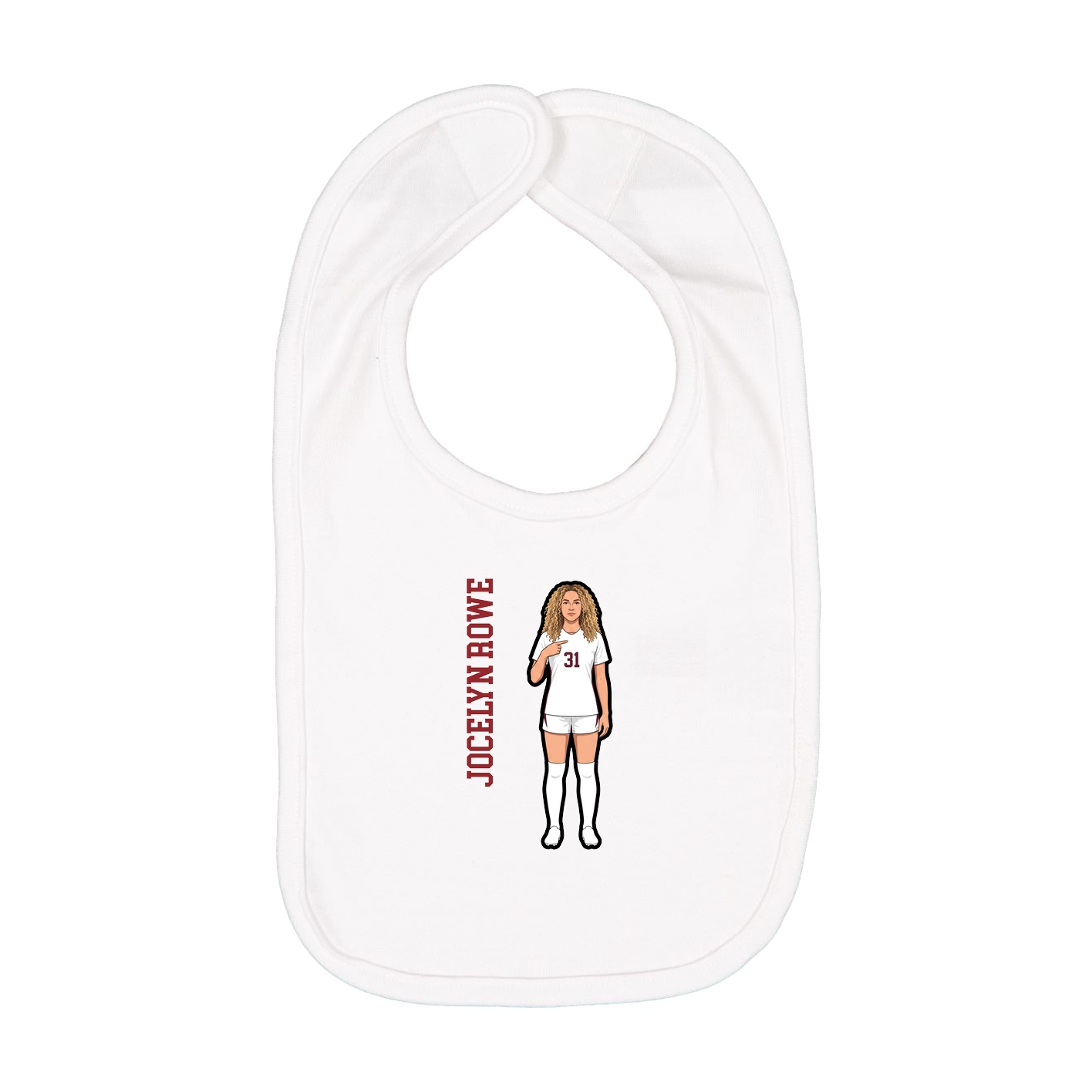 Infant Bib — Name Vertical in White
